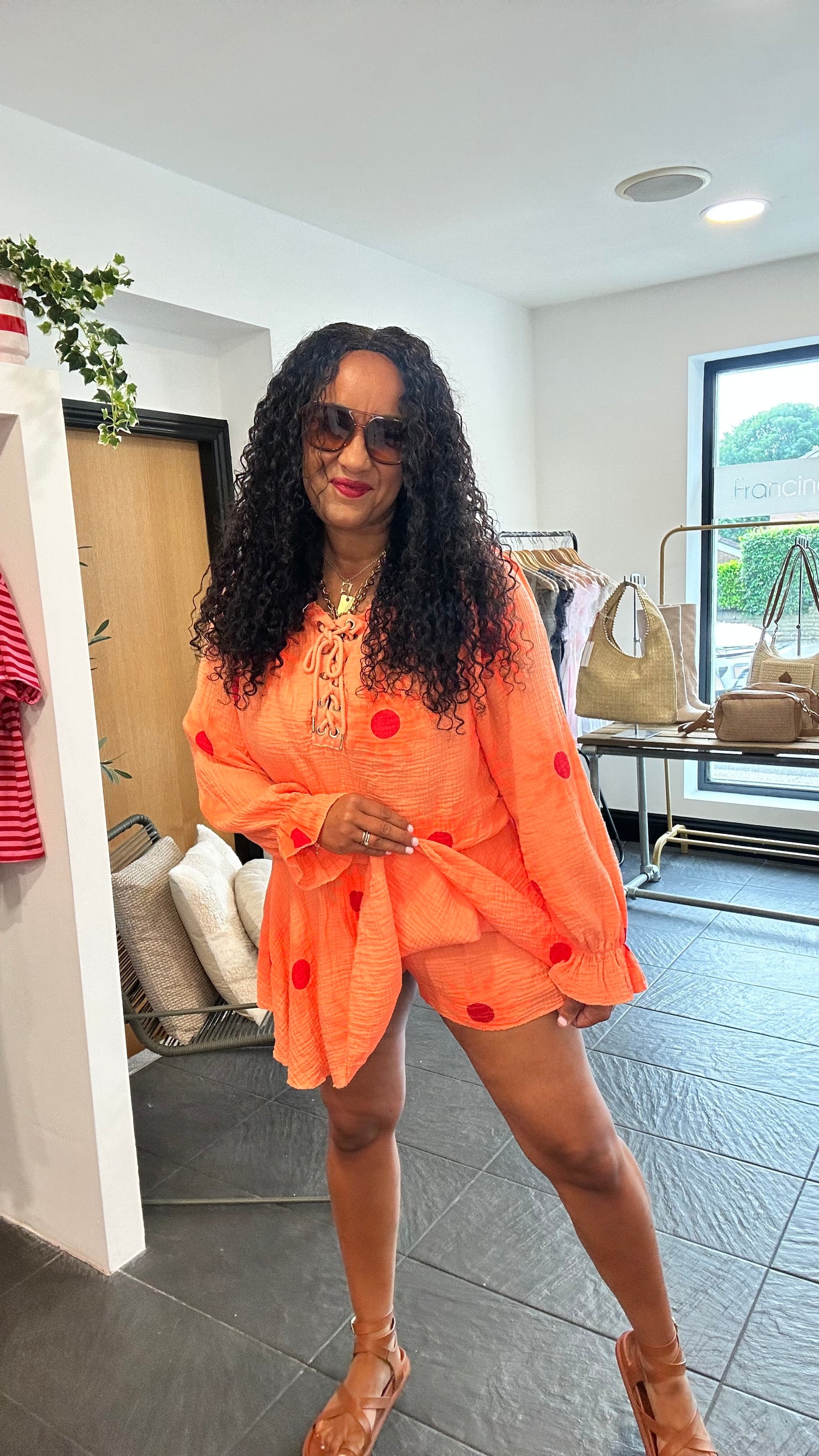 SALE SUNBURST PLAYSUIT ORANGE