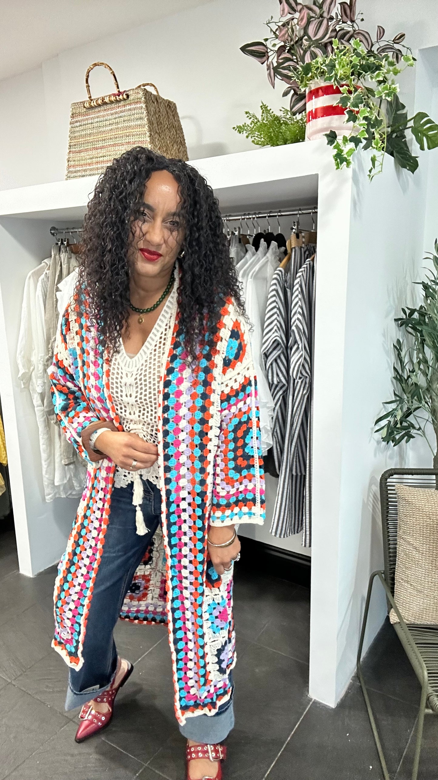 VIKA CROCHET MULTICOLOURED DUSTER *New