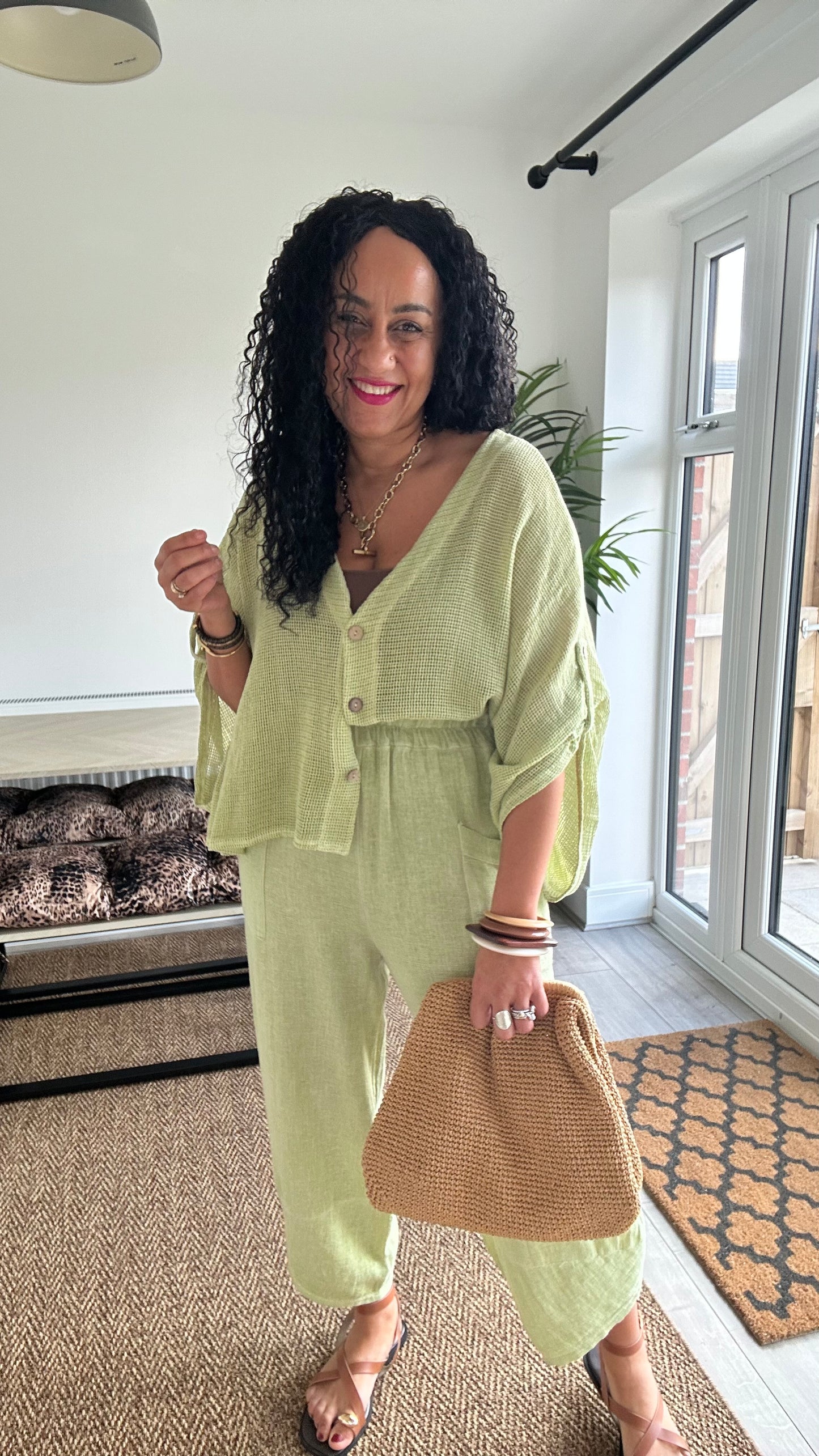 DERBY BARREL LEG TROUSERS APPLE GREEN *New