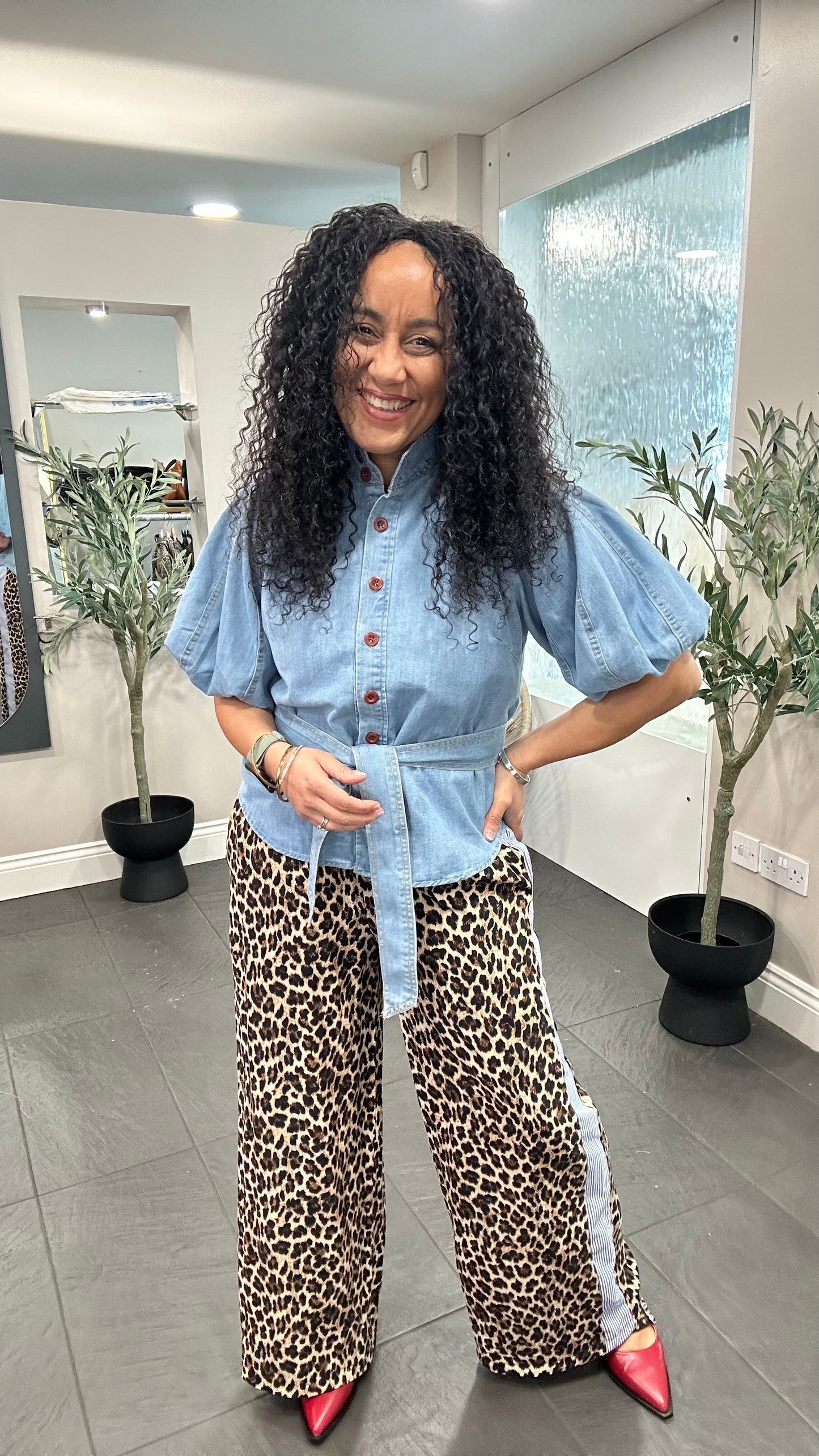 FERN LEOPARD & STRIPE TROUSERS *New