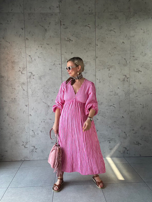 ROWNTREE CANDY STRIPE DRESS PINK *New