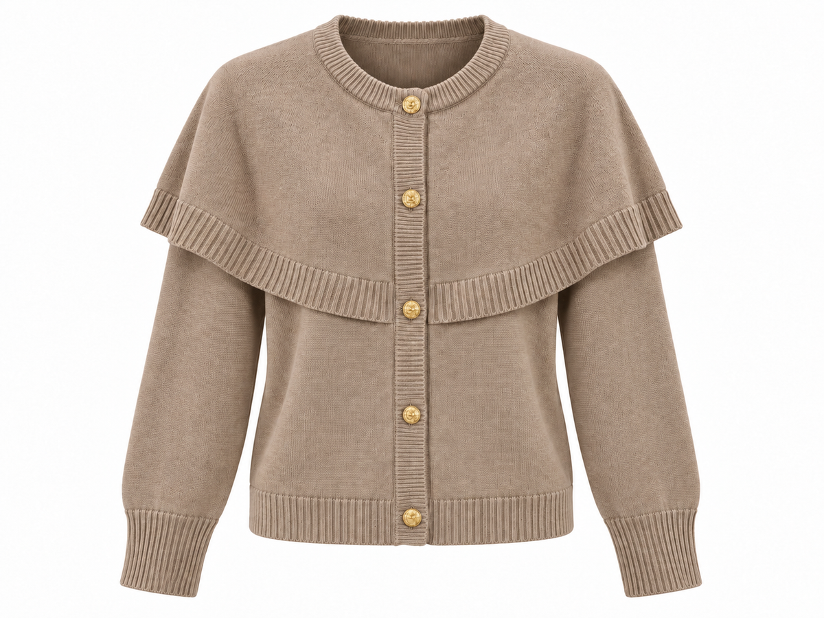 CATHY CAPE KNIT TAUPE *New