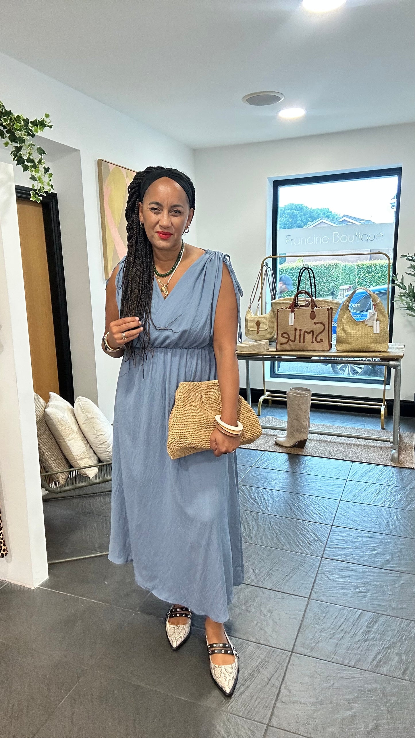 SALE CASSANDRA WRAP FRONT DRESS DENIM BLUE