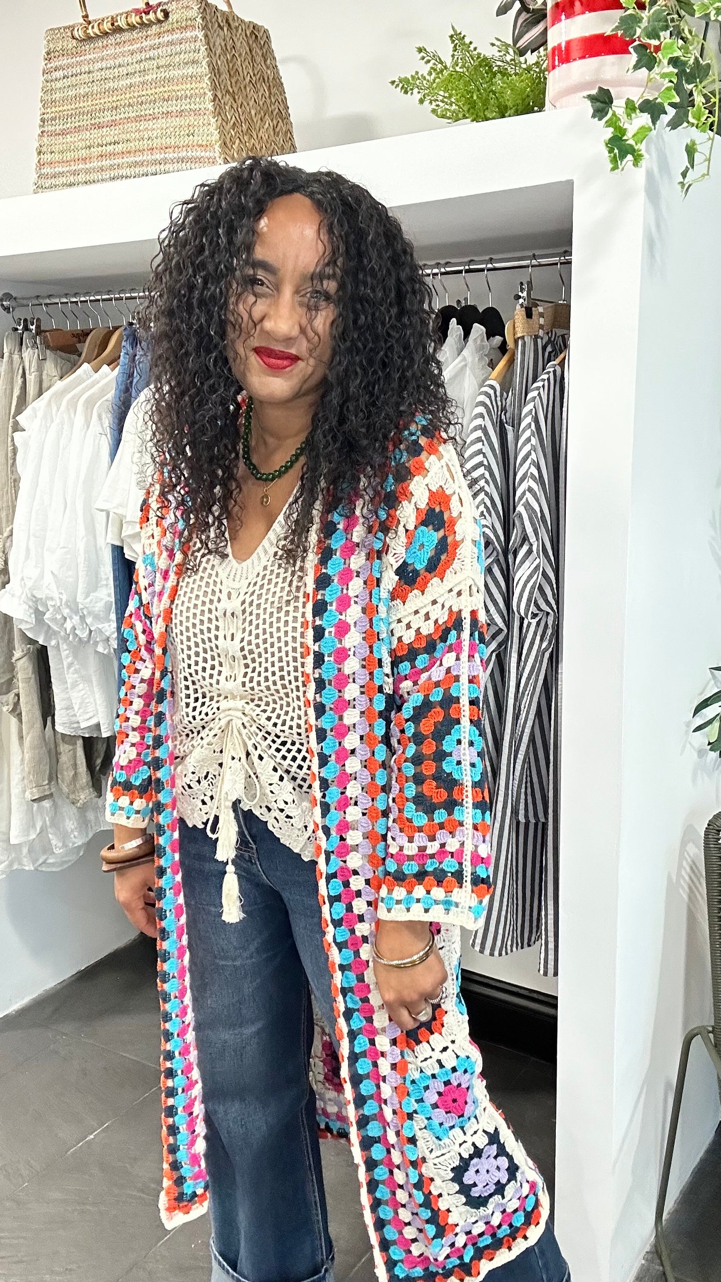 VIKA CROCHET MULTICOLOURED DUSTER *New