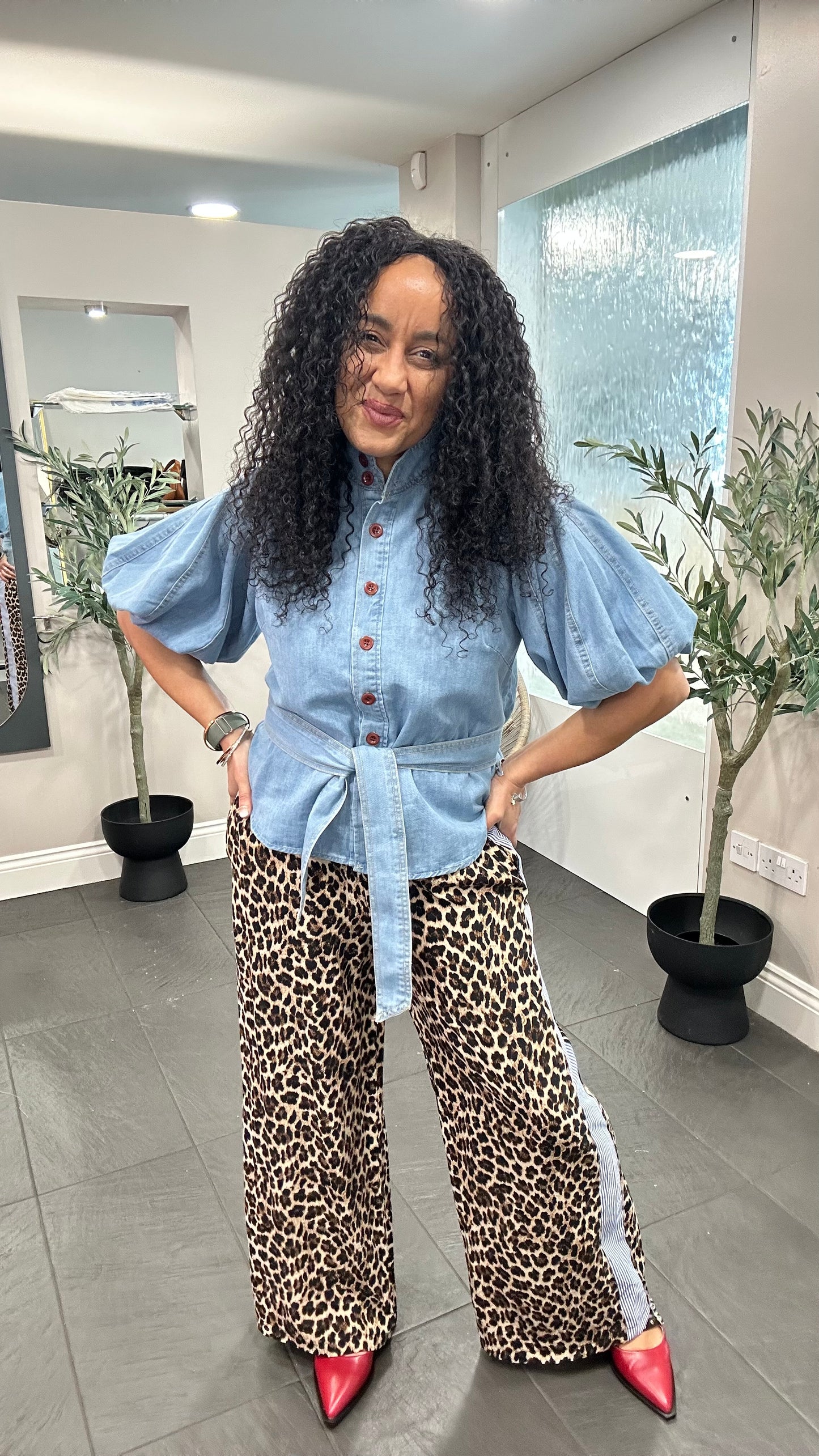 FERN LEOPARD & STRIPE TROUSERS *New