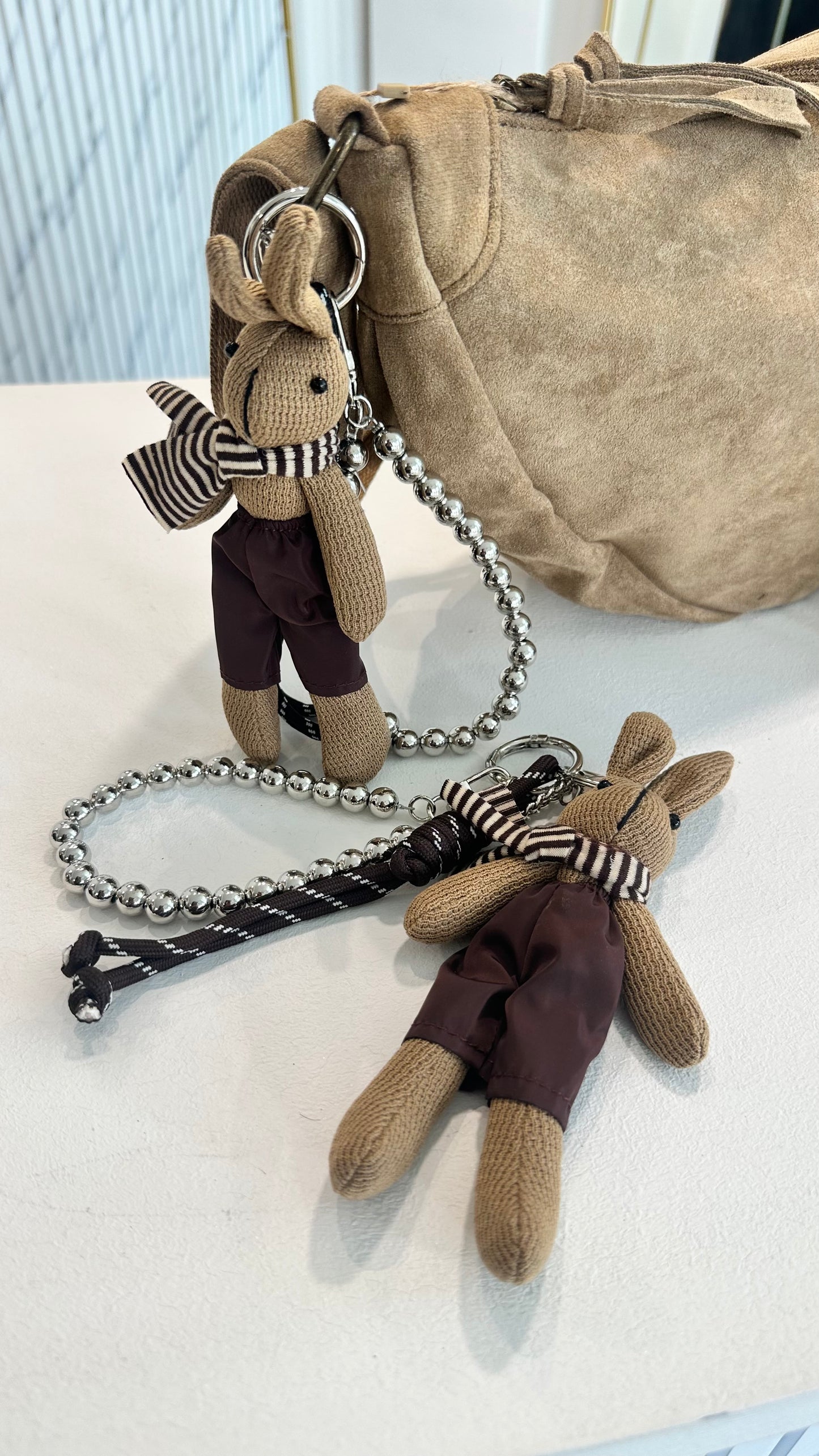 RABBIT BUNNY KEYRING BAG CHARM CHARM BROWN *New