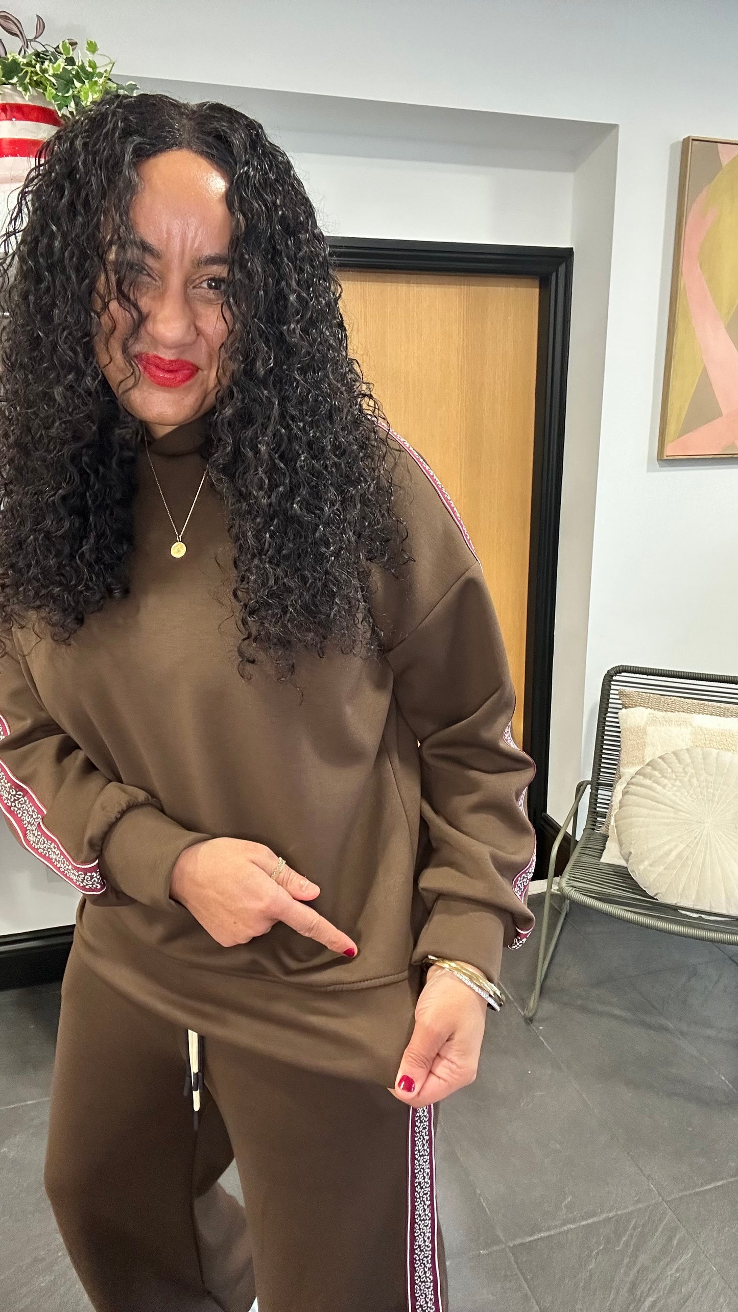 HOLLY HOODED TRACKSUIT SET DEEP BROWN *New