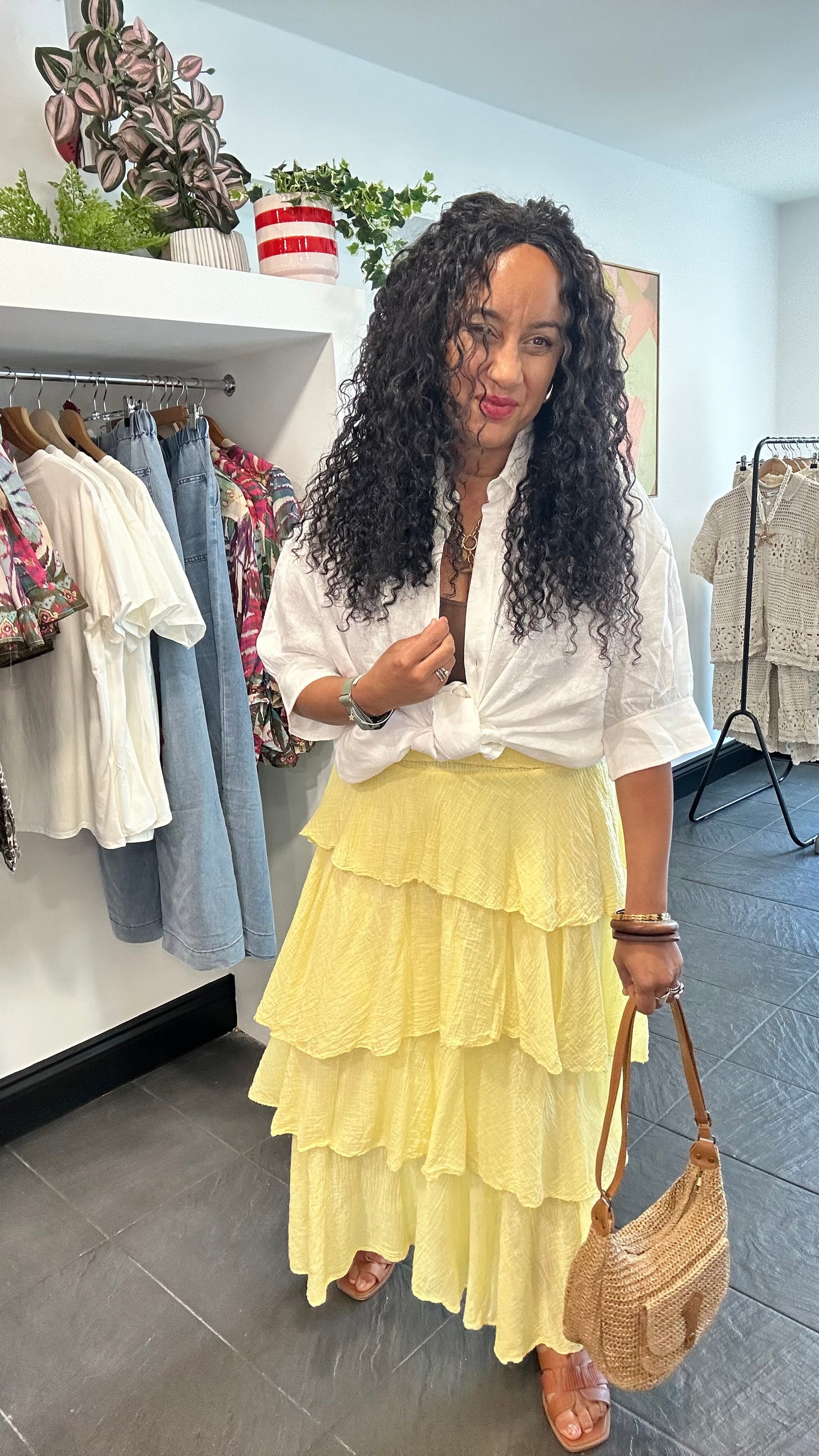 SALE RIO BANDEAU TEIRED SKIRT OR BANDEAU DRESS LEMON 🍋