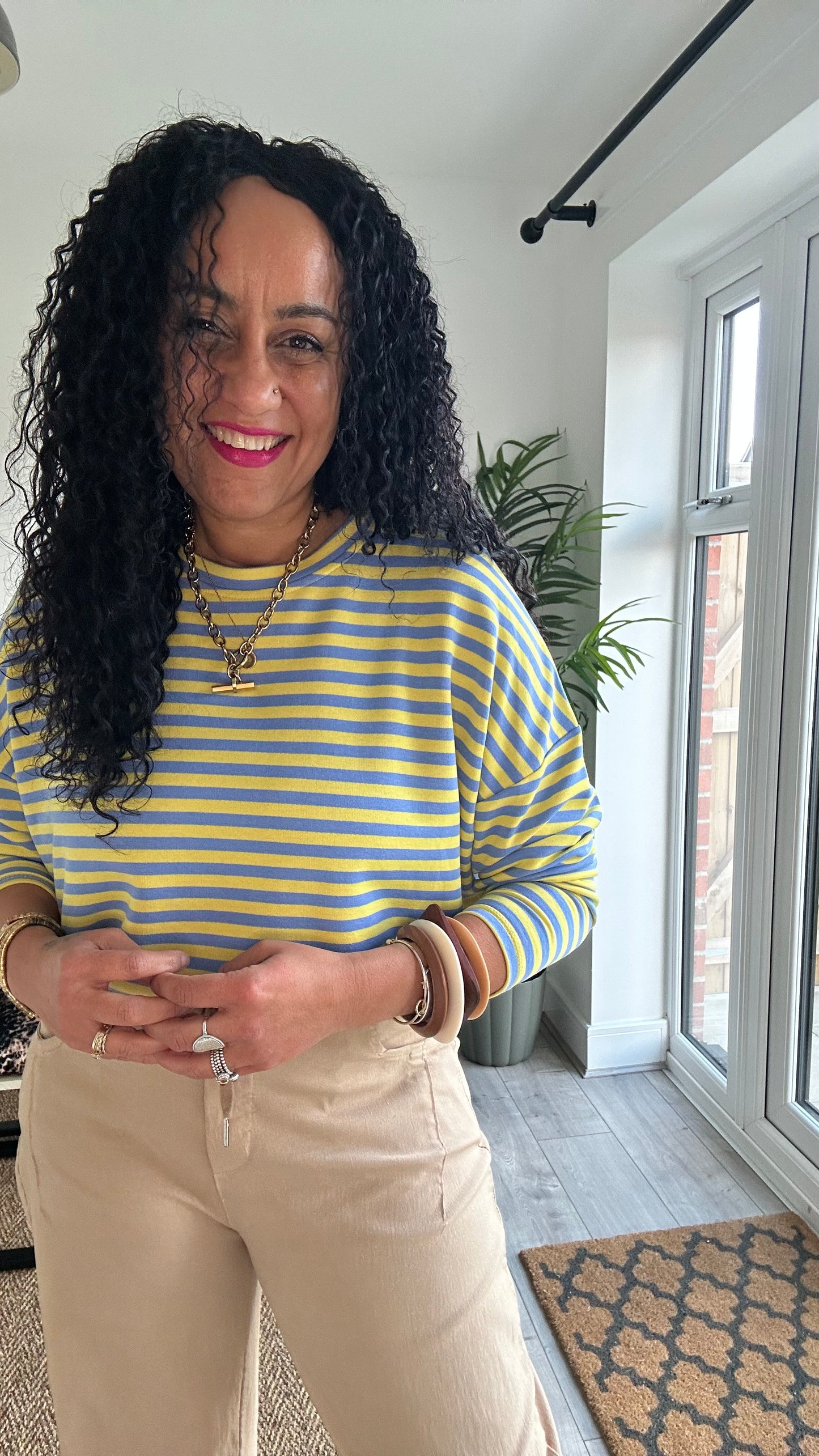 BRETON STRIPE LONG SLEEVED TOP YELLOW & BLUE *New