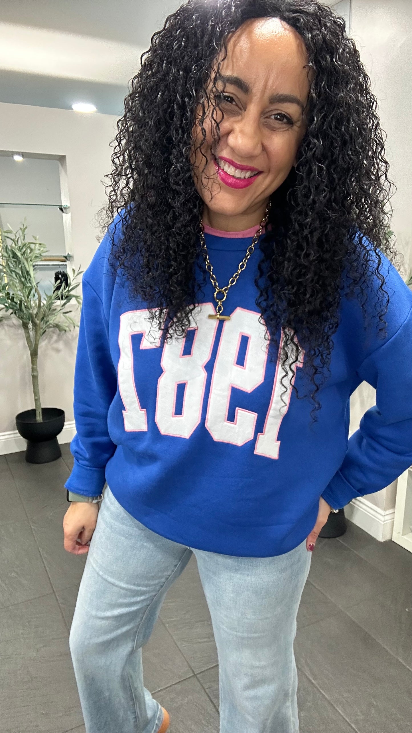 SALE 1987 BRIGHT BLUE OVERSIZED SWEATER