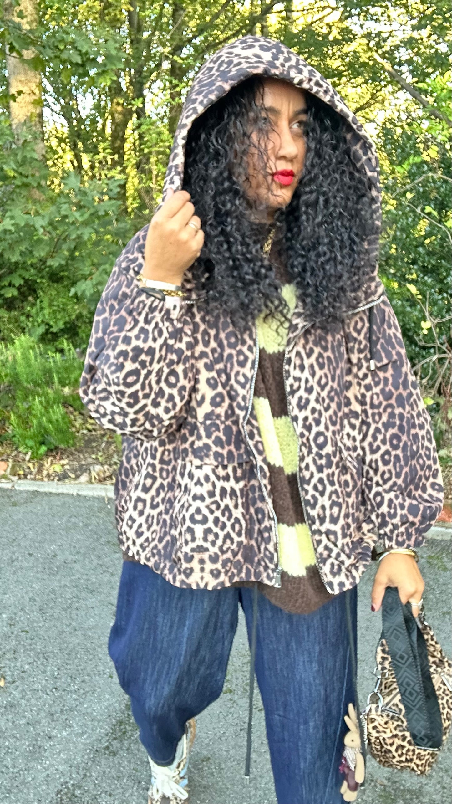 DAMSON LEOPARD PRINT HOODED JACKET *New