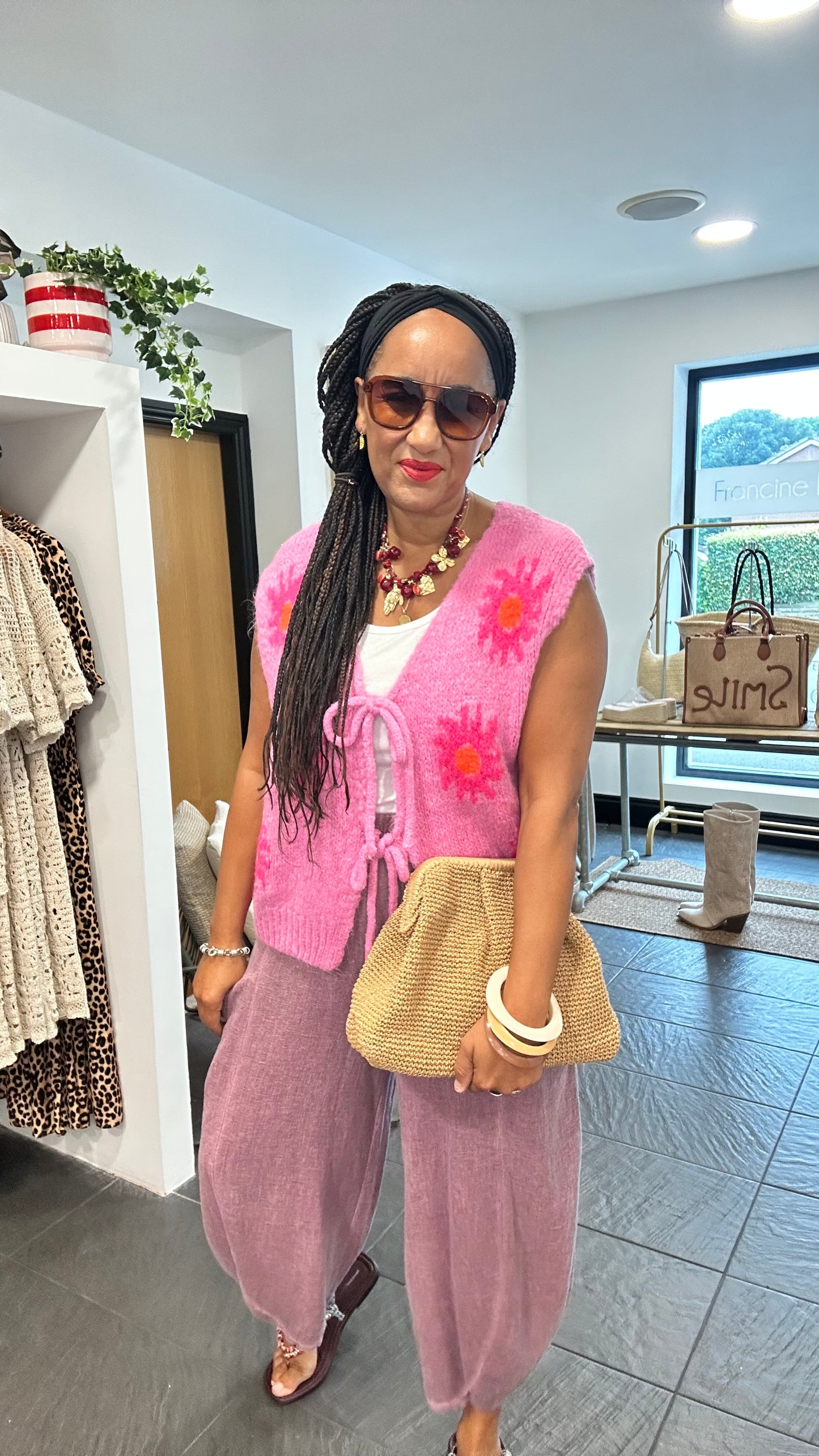 SALE SUNBURST GILET CANDY PINK
