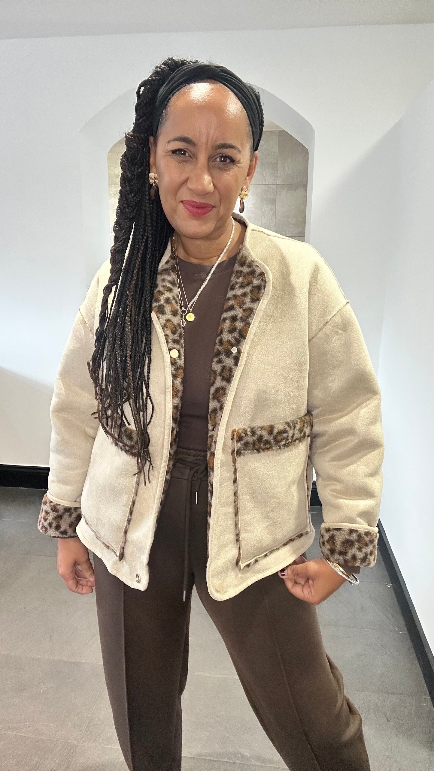 REVERSIBLE SHEARLING & LEOPARD SHACKET JACKET *New