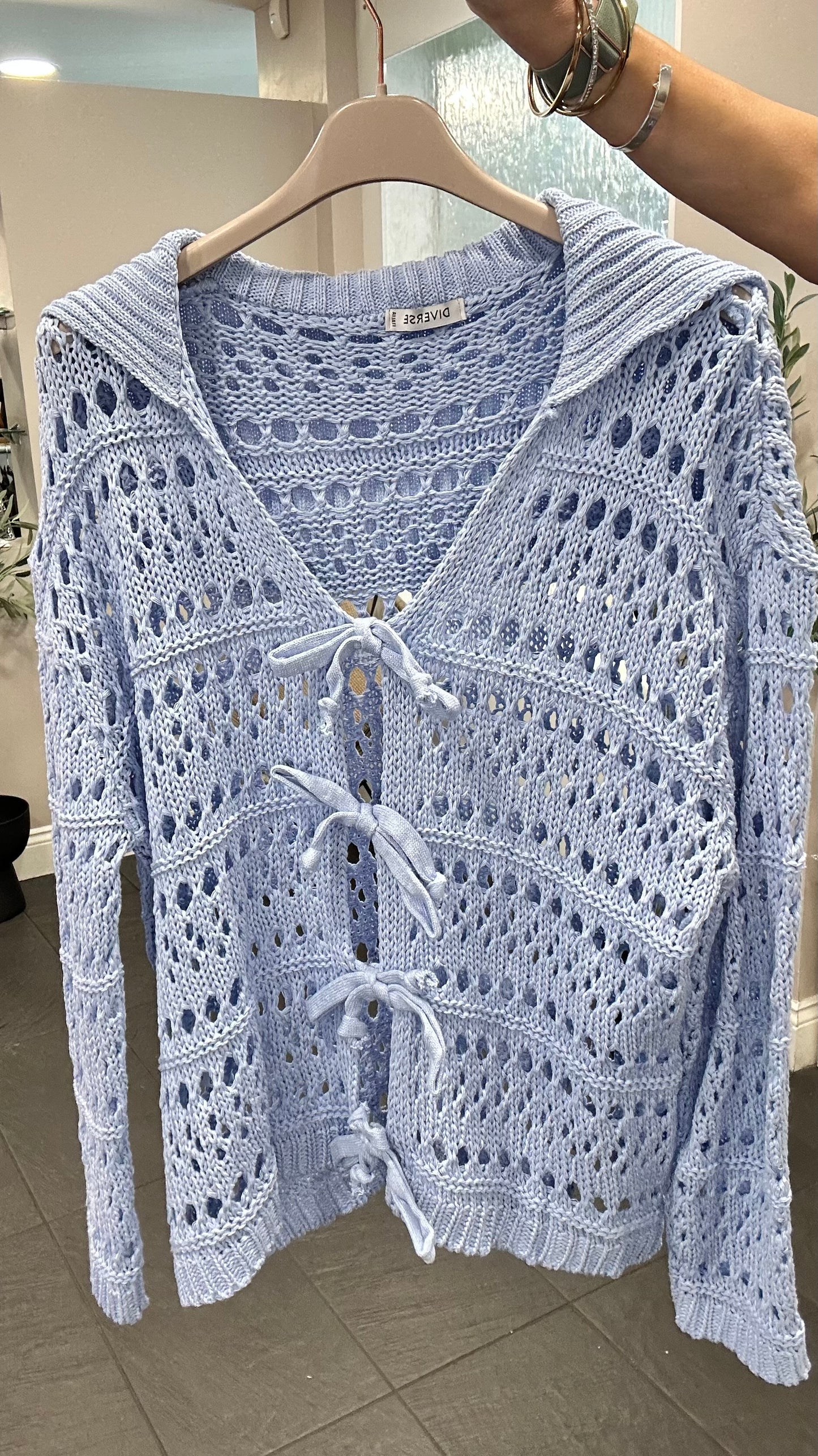 SALE GENE TIE CARDIGAN SKY BLUE