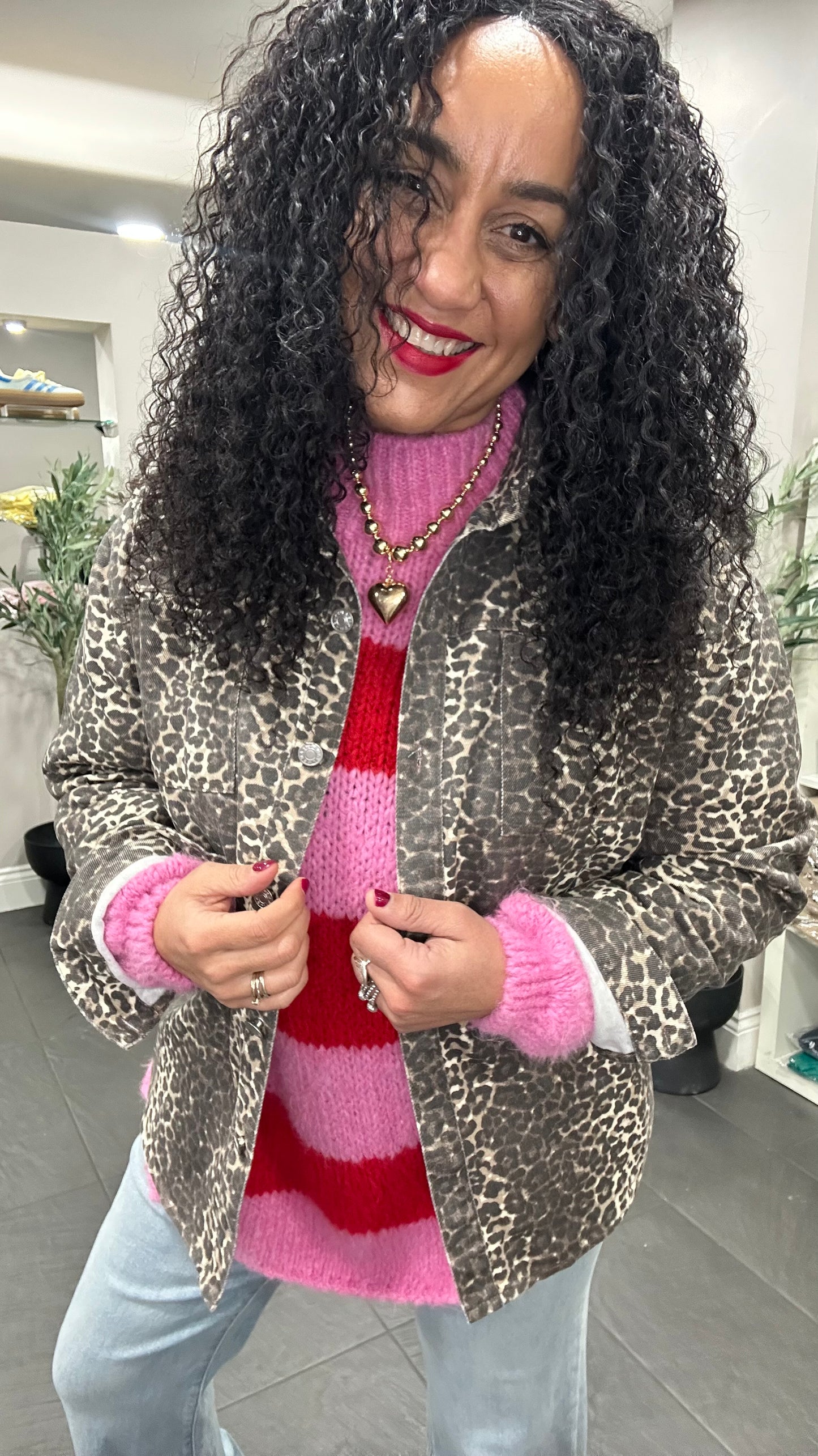 SALE NIKKI LEOPARD DENIM SHACKET