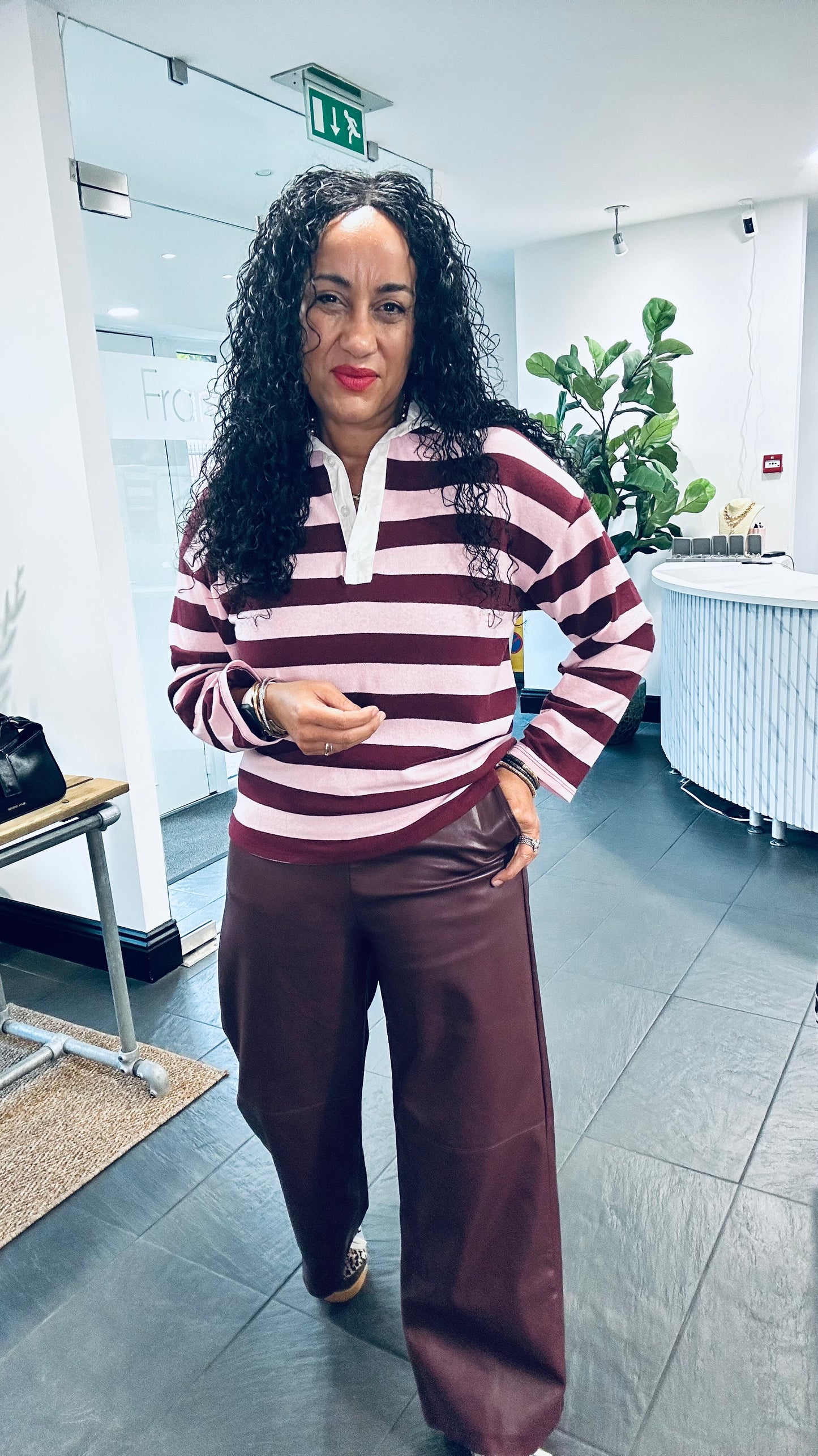 STRIPED RUGBY SHIRT BURGUNDY & PINK 🍇🩷 *New