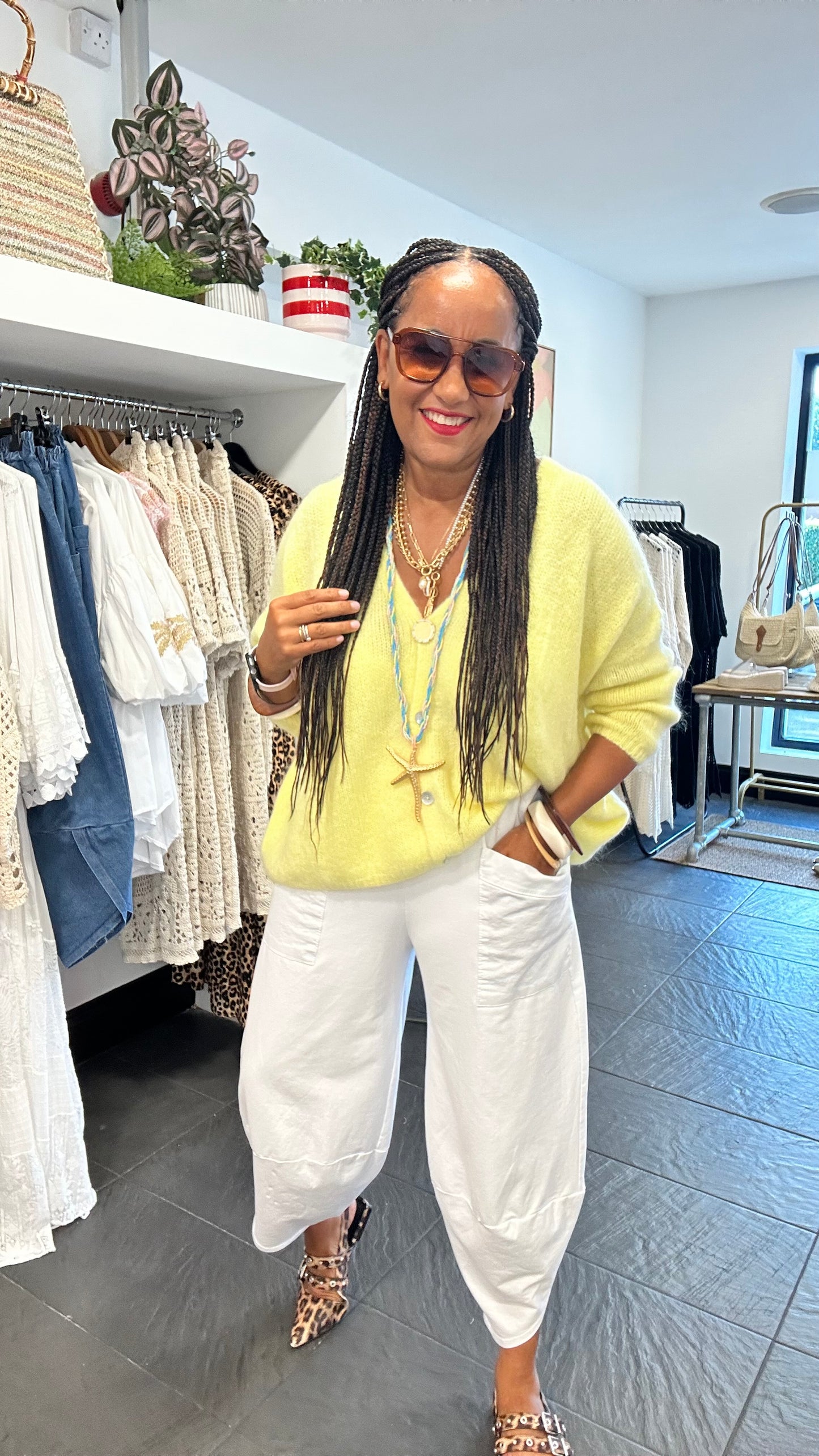 SHAKIRA SLOUCHY V NECK CARDIGAN YELLOW *New