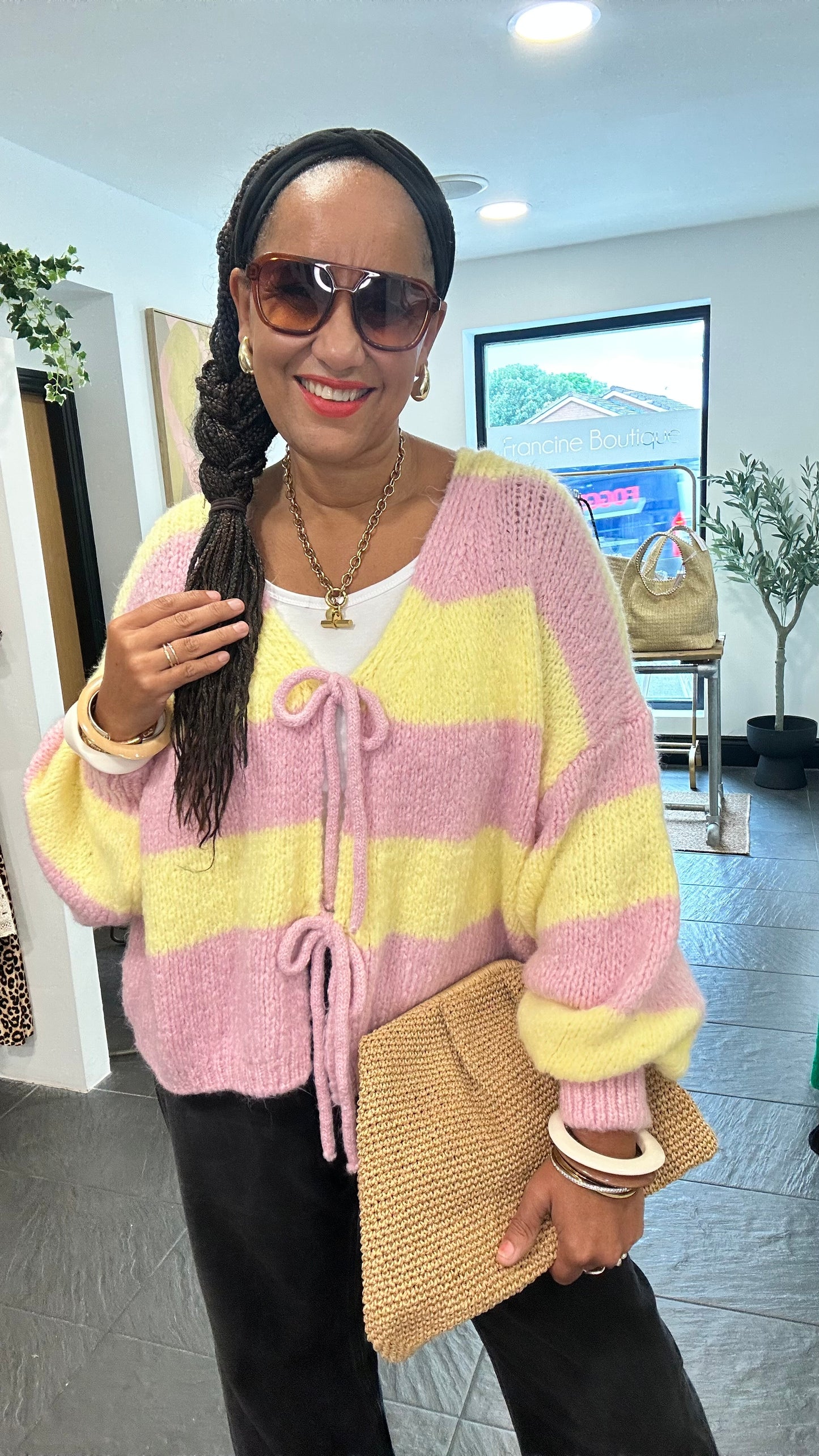 CANDY CARDIGAN CANDY PINK & YELLOW *New