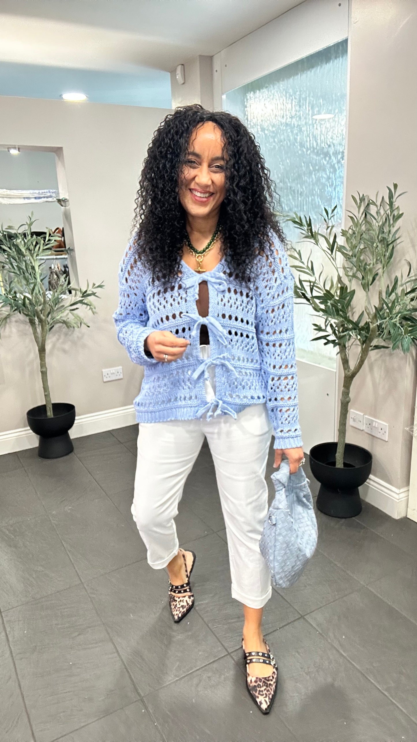 SALE GENE TIE CARDIGAN SKY BLUE