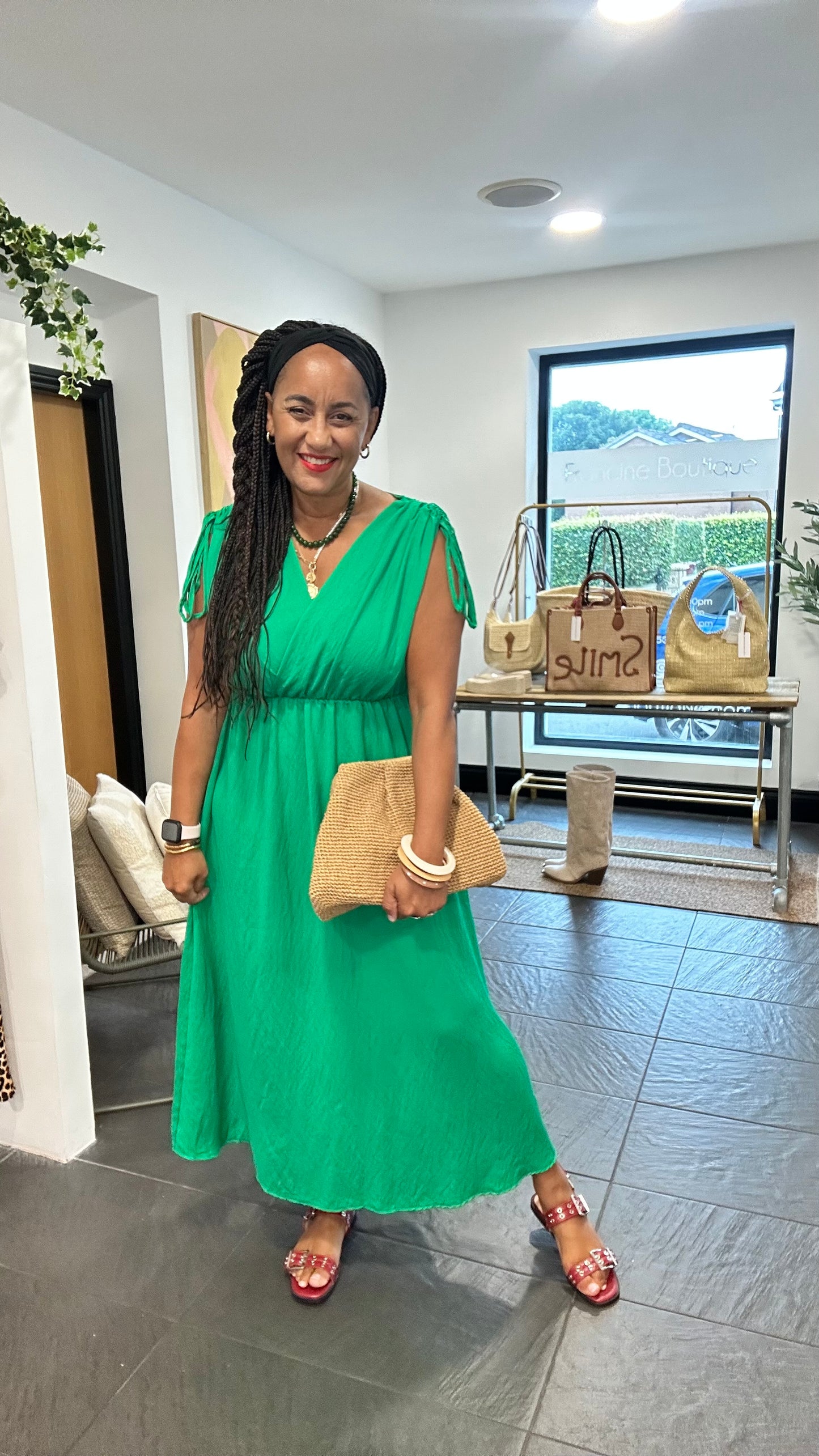 SALE CASSANDRA WRAP FRONT DRESS GREEN
