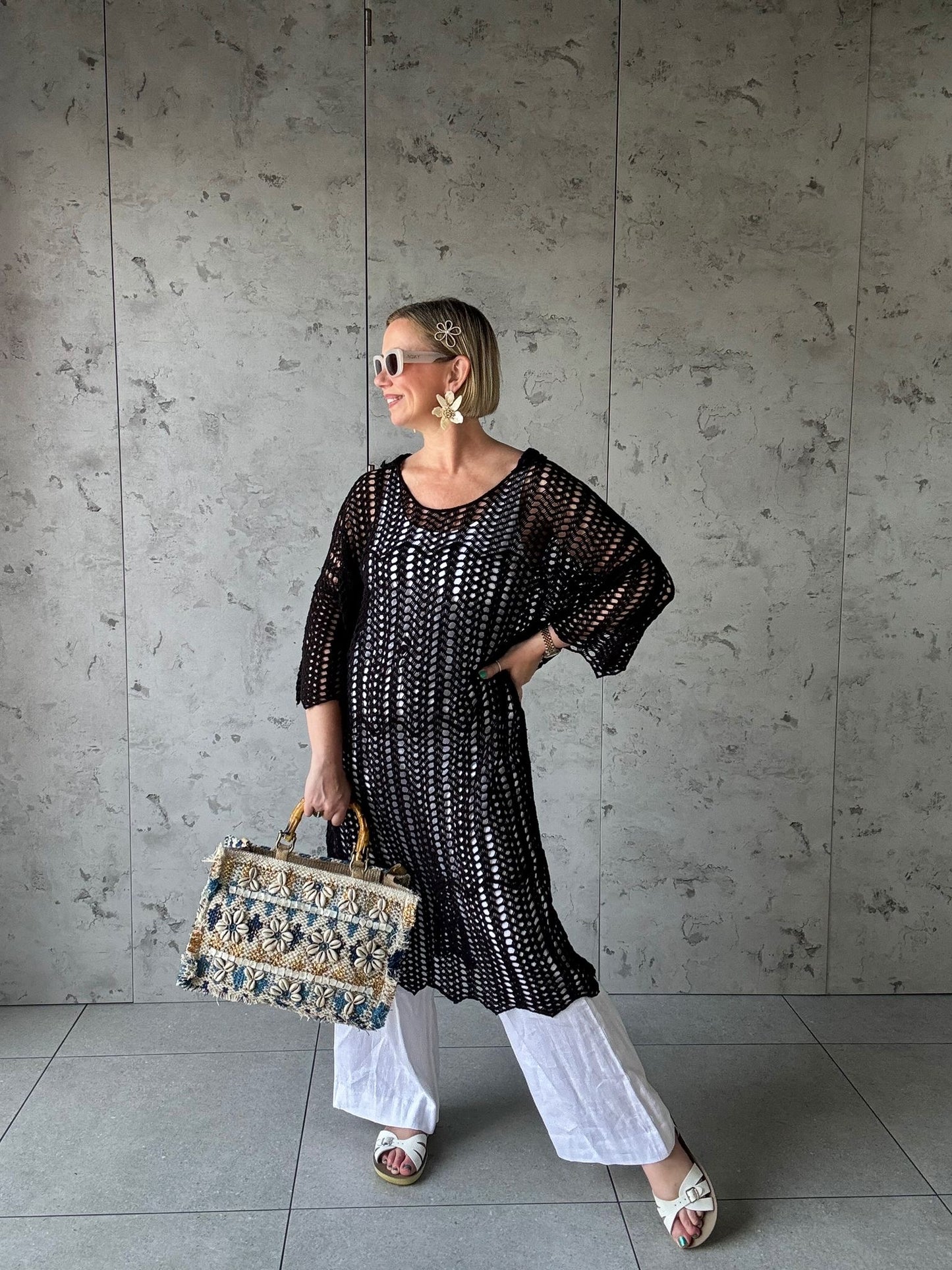 SALE ZARA CROCHET TUNIC DRESS BLACK