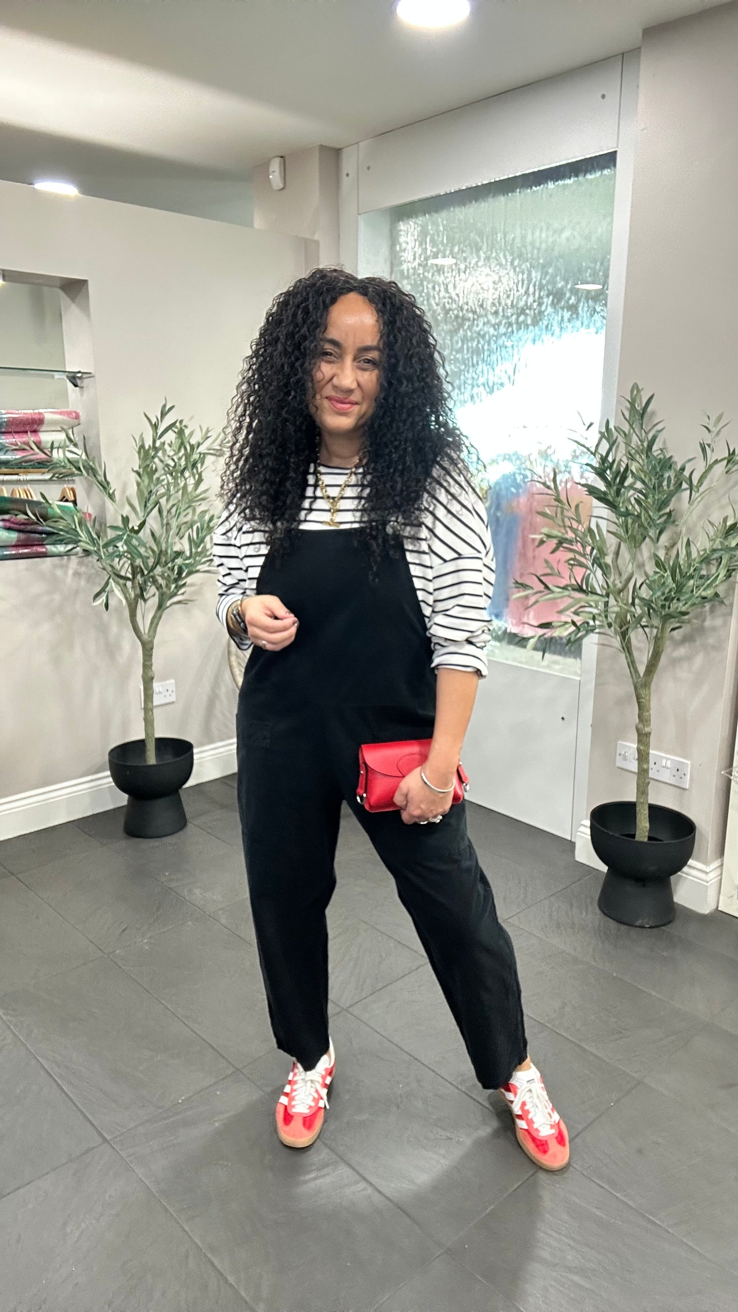 SALE JOANIE CORD DUNGAREES BLACK