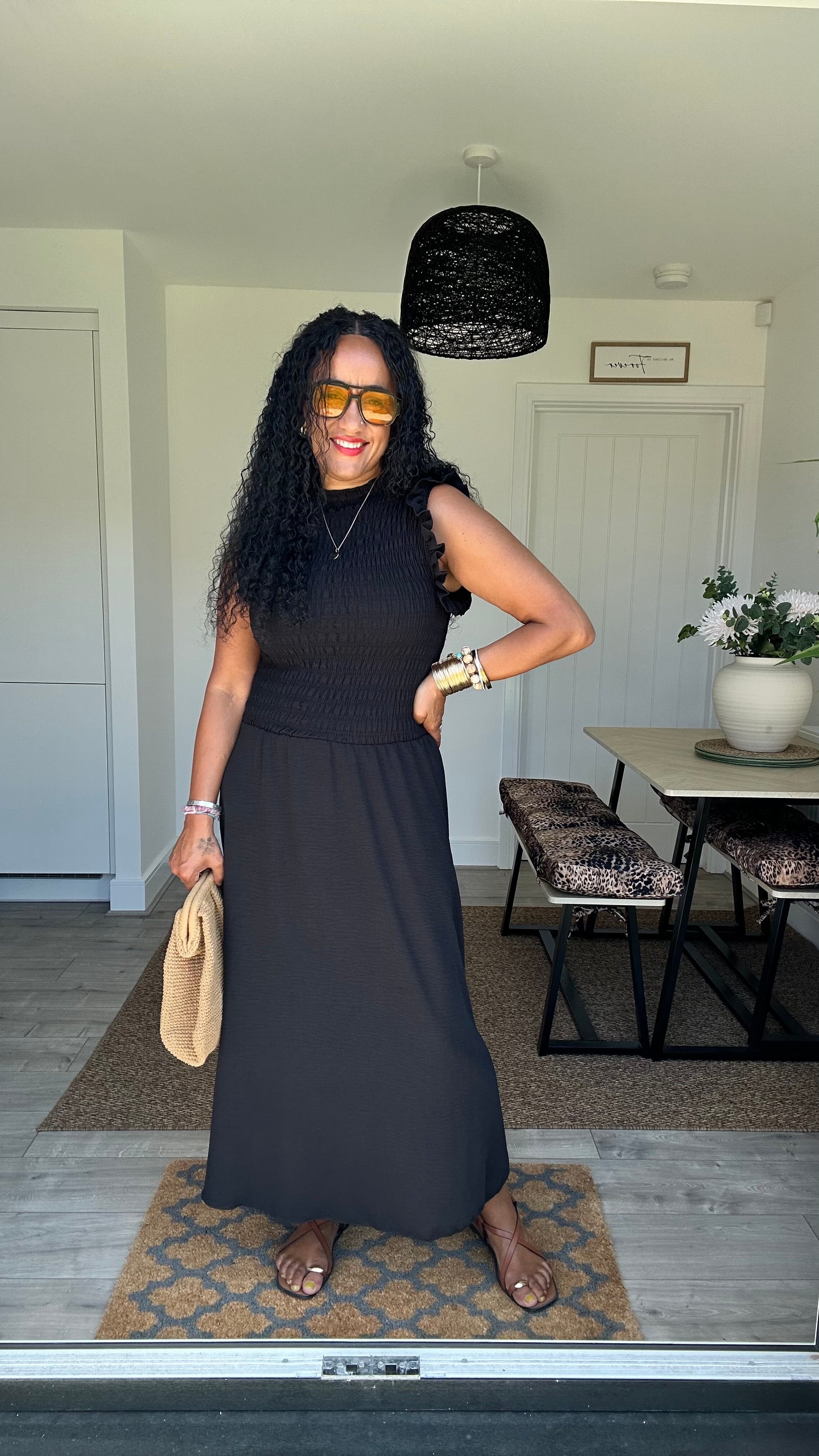 SINITA SHEARED BODICE MAXI DRESS BLACK *New