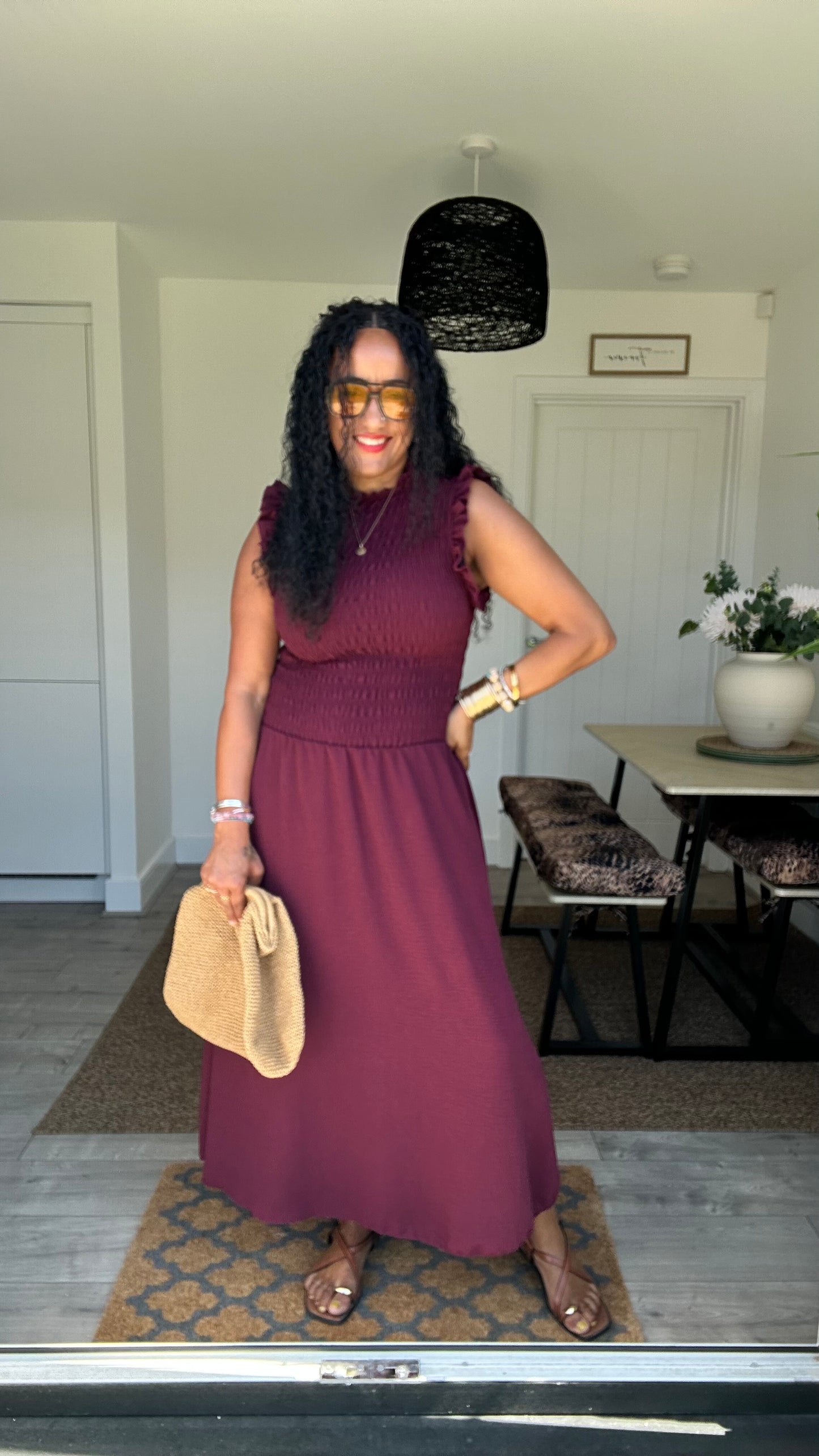 SINITA SHEARED BODICE MAXI DRESS MULBERRY *New