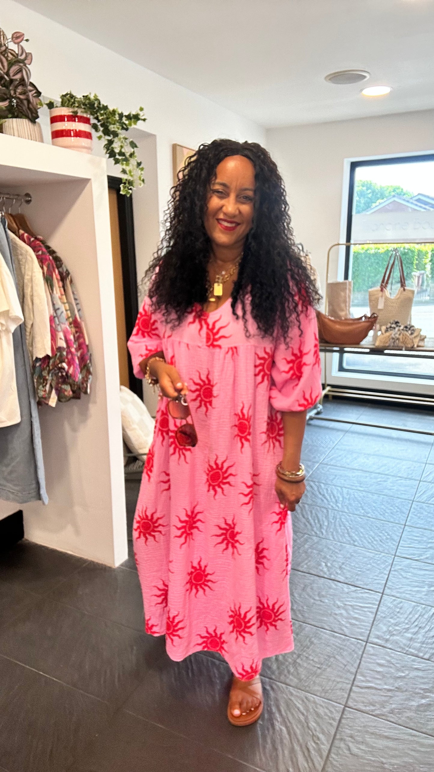 SUNBURST SMOCK DRESS PINK 🩷