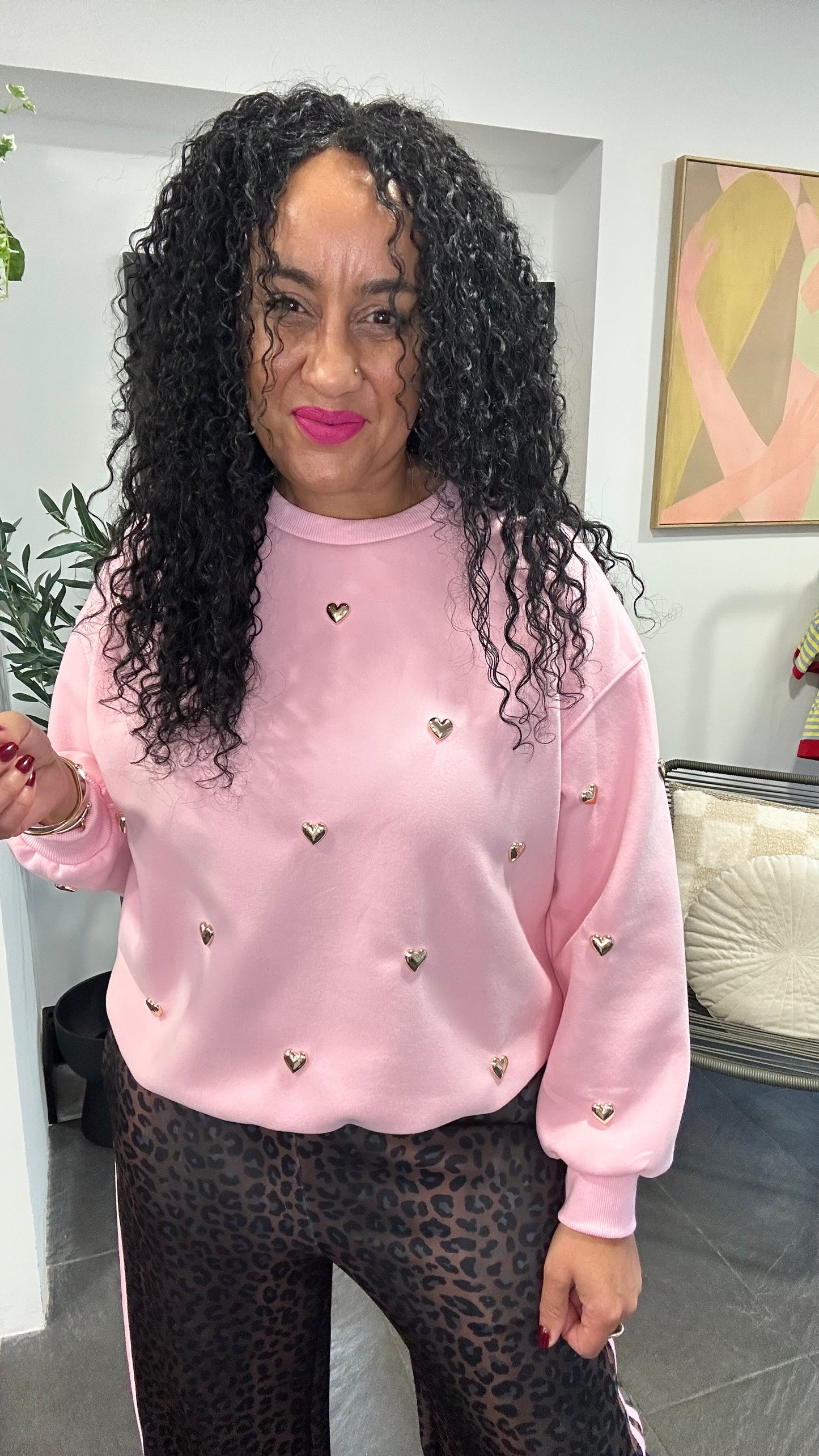 SALE HEART DETAIL SWEATSHIRT SKY PINK