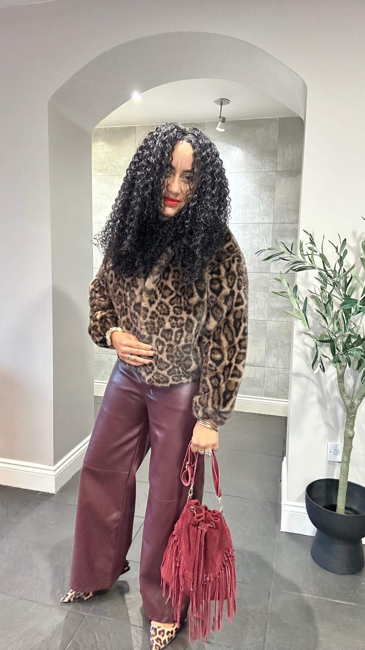 SALE ALAINE LEOPARD FAUX FUR JACKET