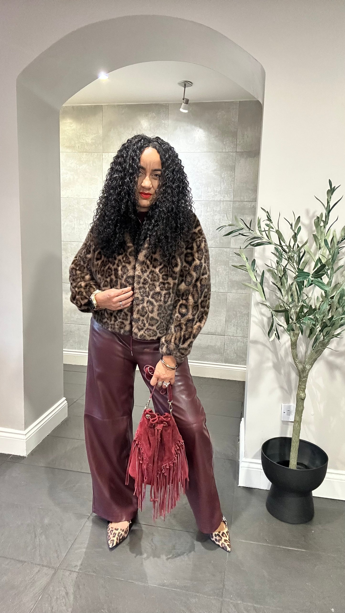 SALE ALAINE LEOPARD FAUX FUR JACKET
