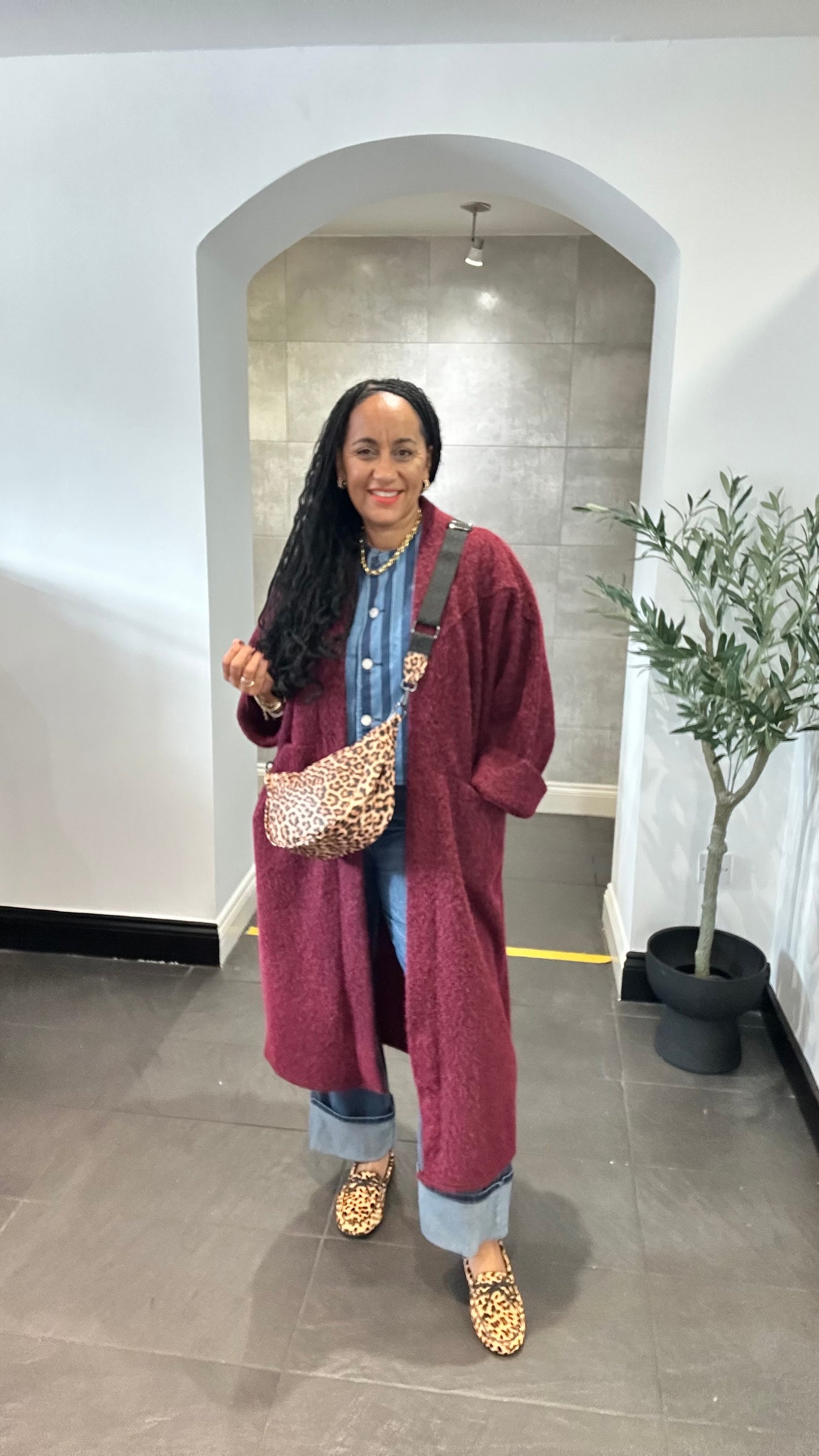 MATILDA OVERSIZED DUSTER BURGUNDY *New