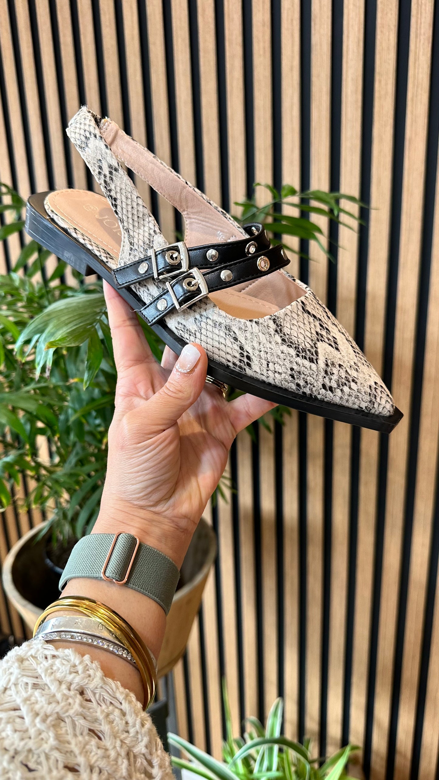 KYLIE SNAKE PRINT BALLERINA SHOE MO-29 *New