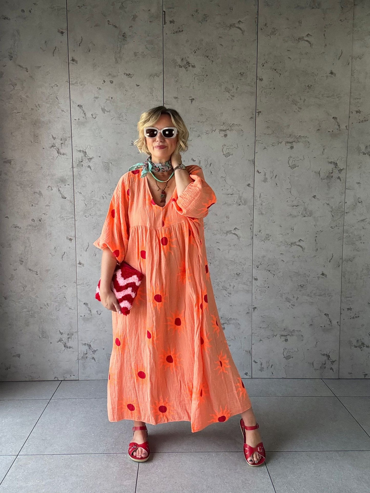 SUNBURST SMOCK DRESS ORANGE 🍊 *New