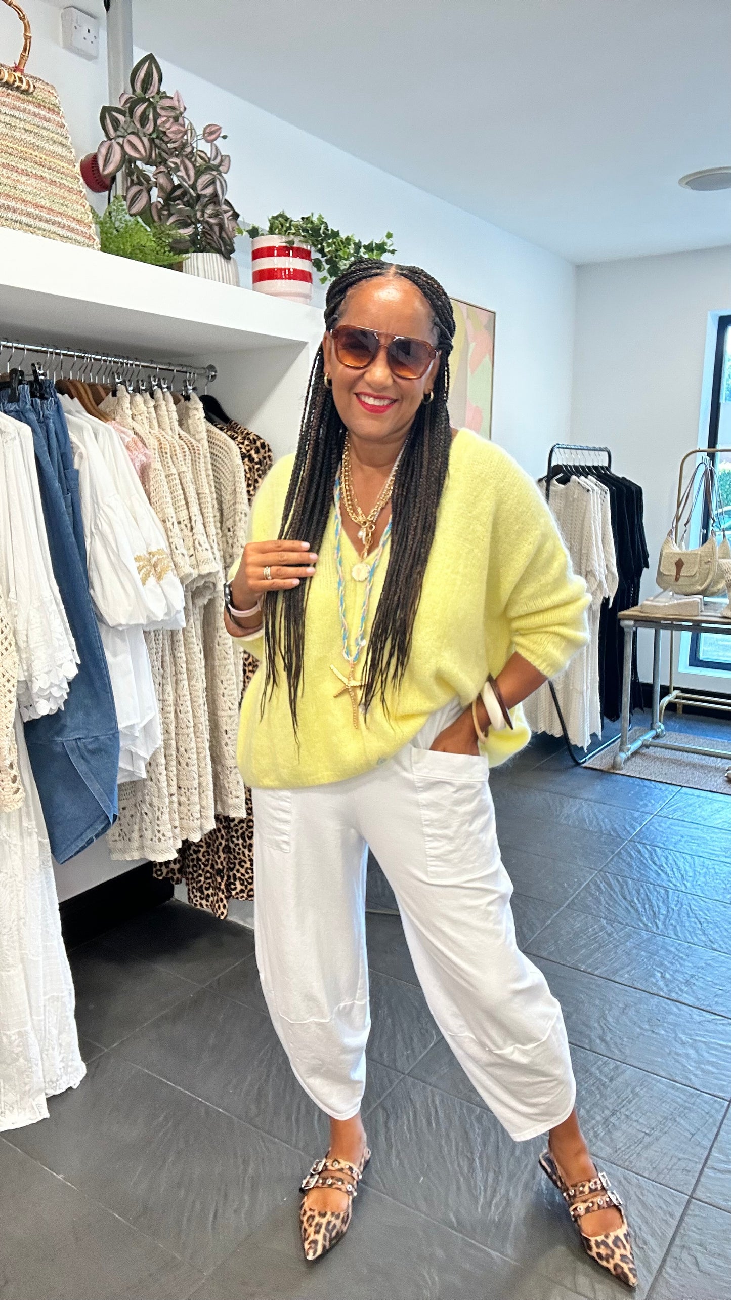 SHAKIRA SLOUCHY V NECK CARDIGAN YELLOW *New