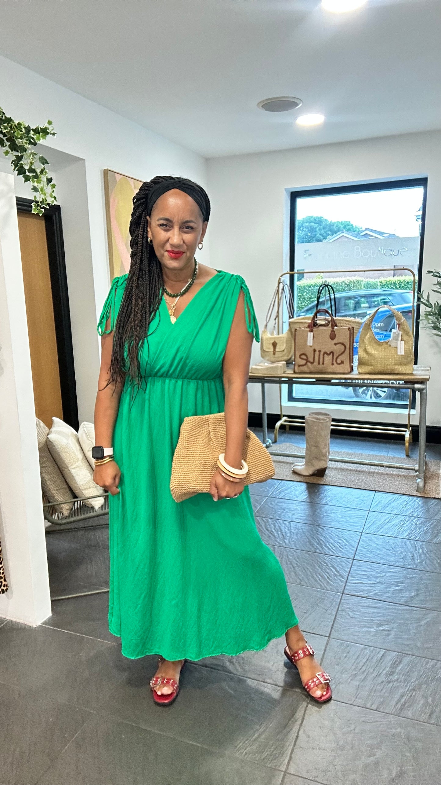 SALE CASSANDRA WRAP FRONT DRESS GREEN