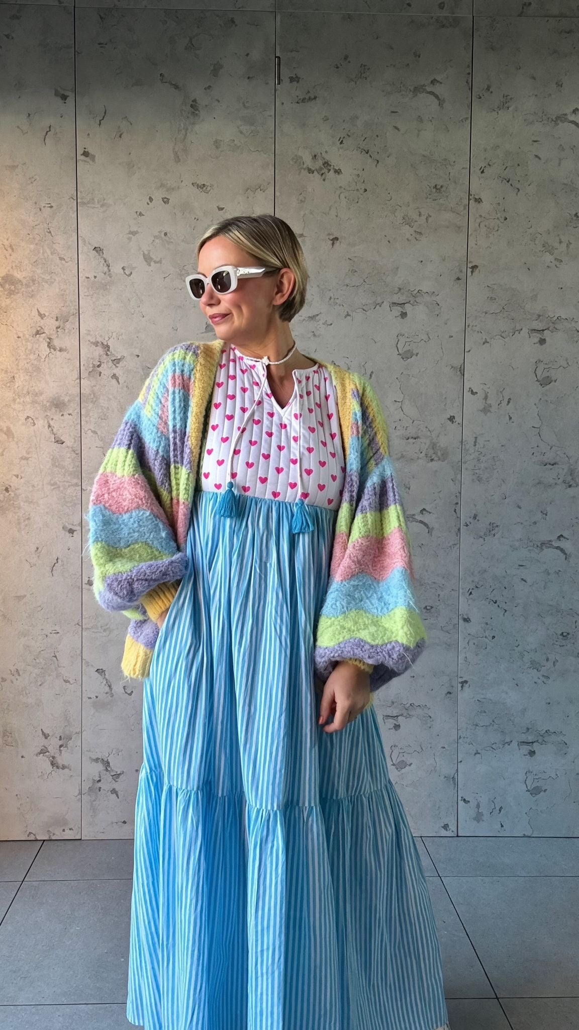 BRI CLOUD RAINBOW CLOUD CARDIGAN PASTEL YELLOW PINK *New