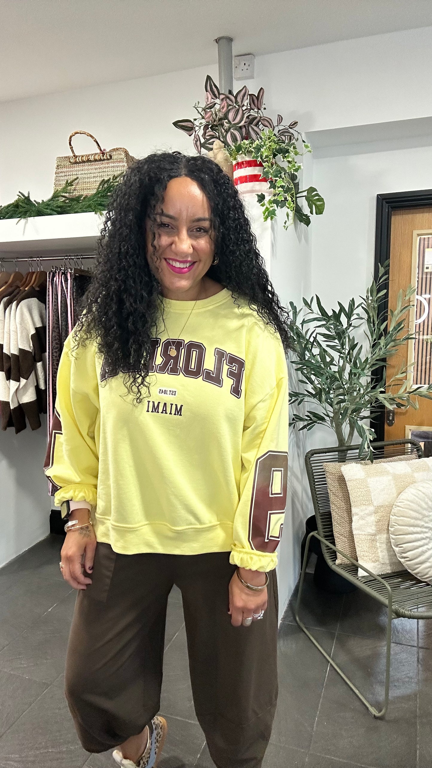 FLORIDA VARSITY SLOGAN SWEATSHIRT YELLOW *New