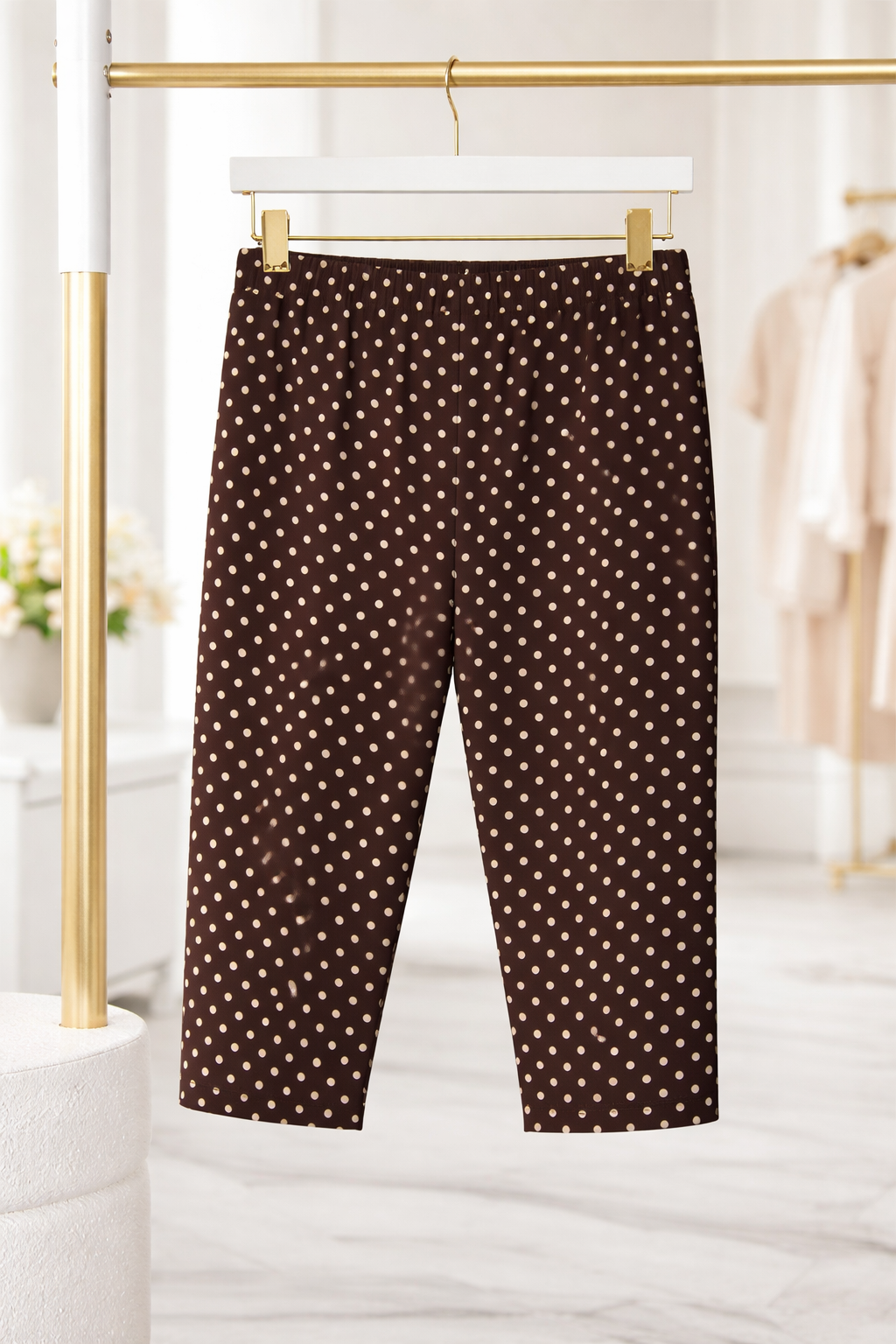 POLKA DOT CAPRI TROUSERS BROWN *New