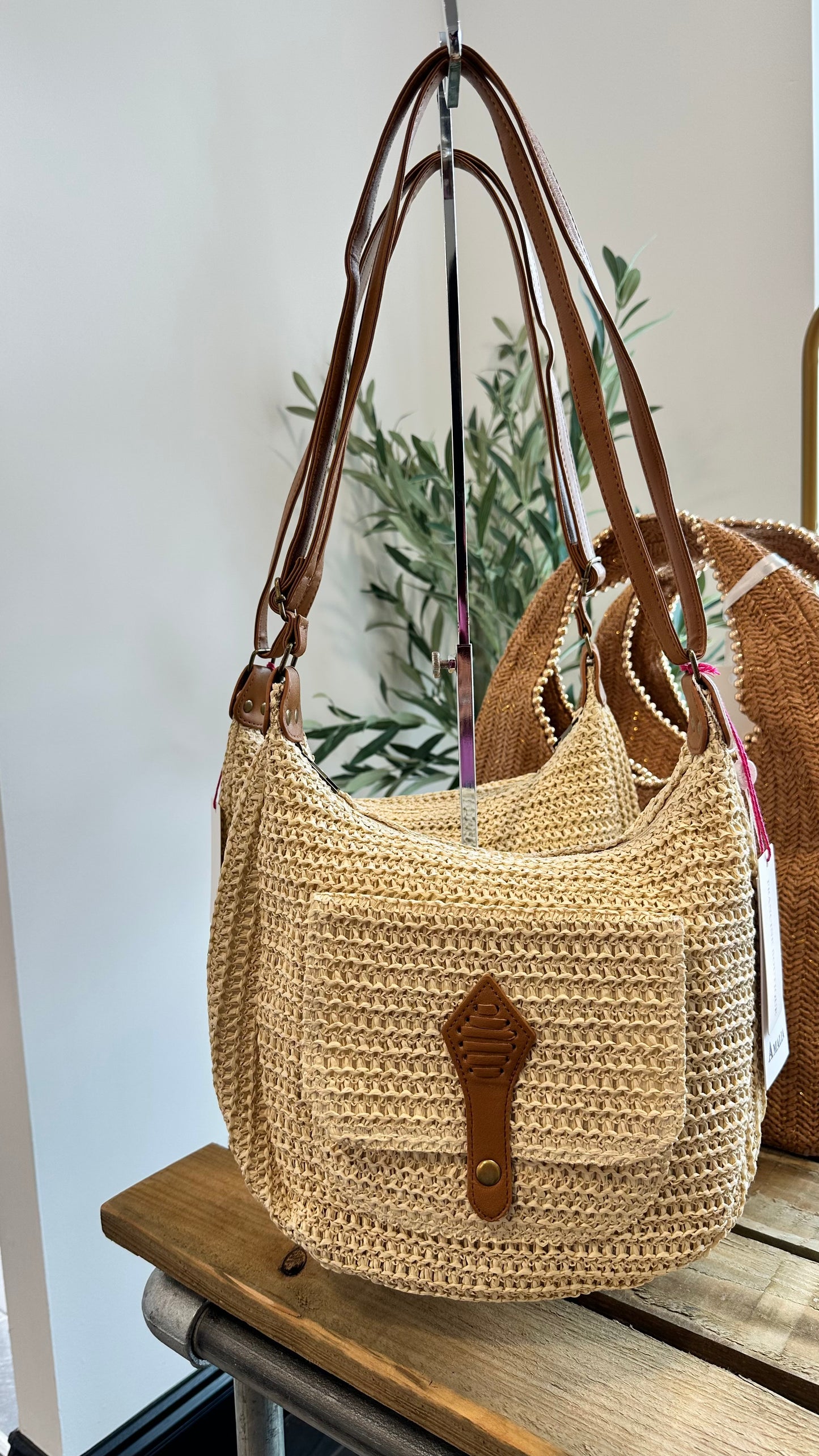 WOVEN SATCHEL BAG NATURAL *New
