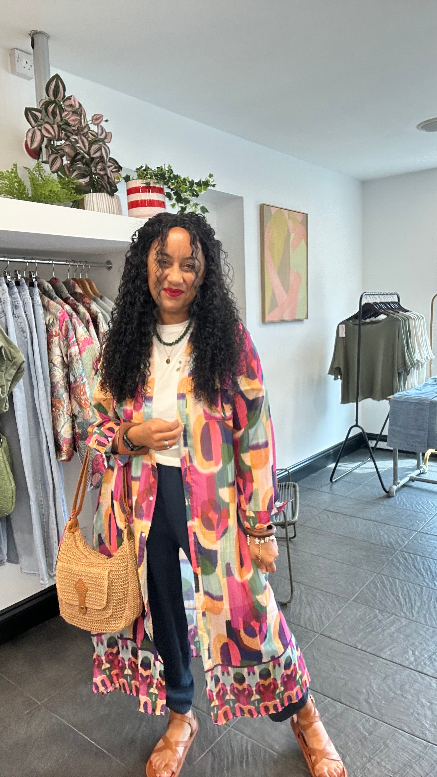 SALE ADELE SHEER WATERCOLOUR ABSTRACT SHIRT DRESS