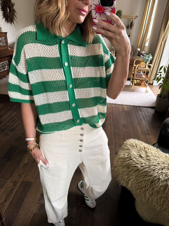 ALEXIS FISHERMAN KNIT CARDIGAN EMERALD GREEN *New
