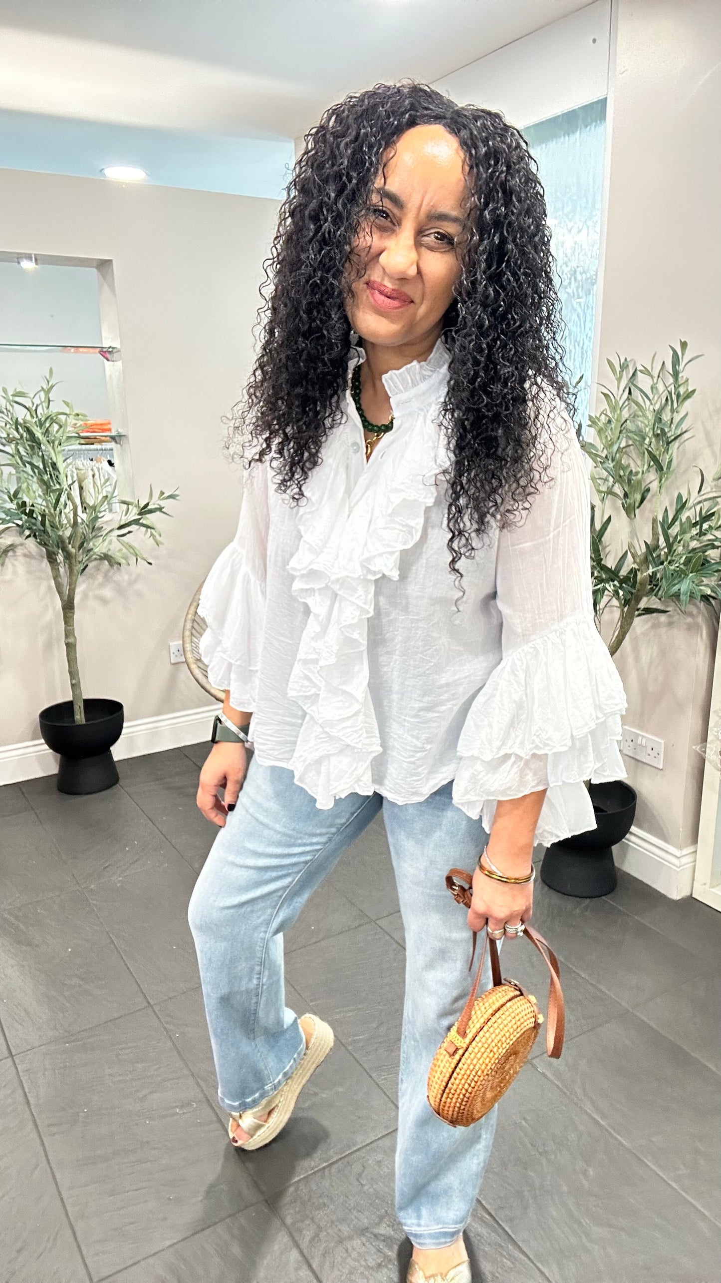 BOHO FRILL BLOUSE WHITE *New