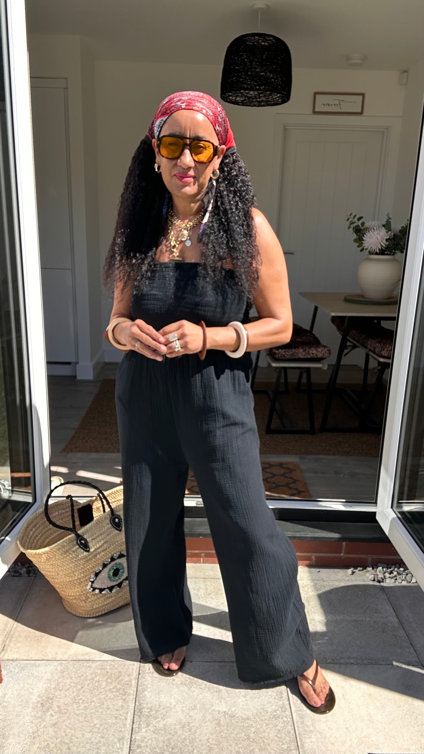 CLEO COTTON BANDEAU JUMPSUIT BLACK *New