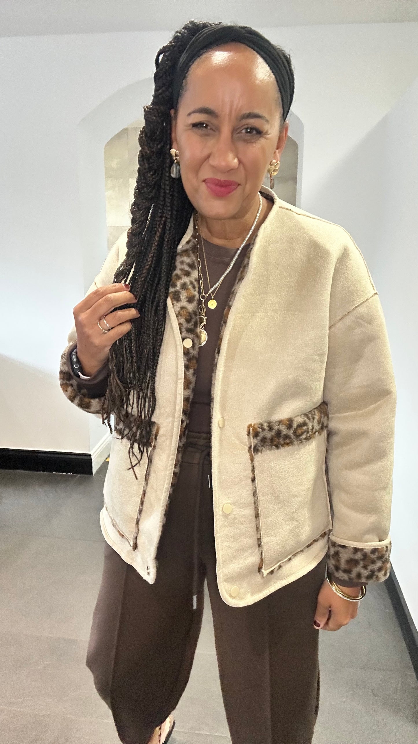 REVERSIBLE SHEARLING & LEOPARD SHACKET JACKET *New