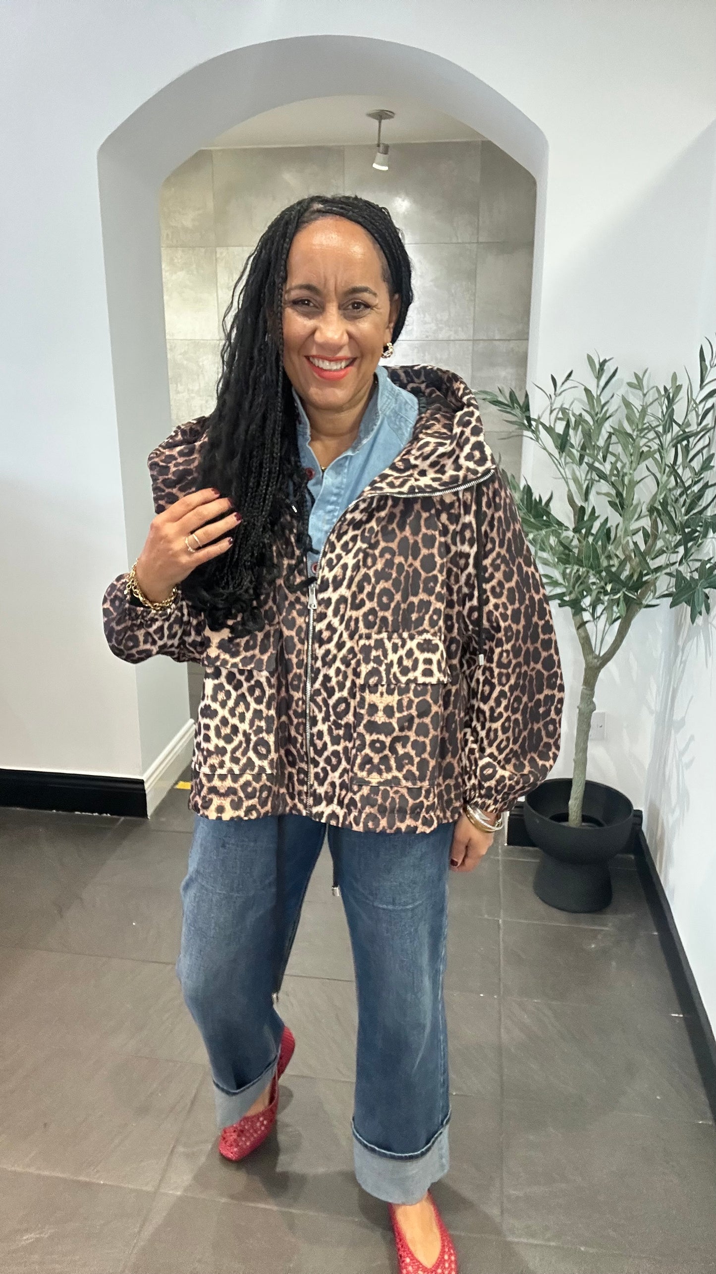 DAMSON LEOPARD PRINT HOODED JACKET *New