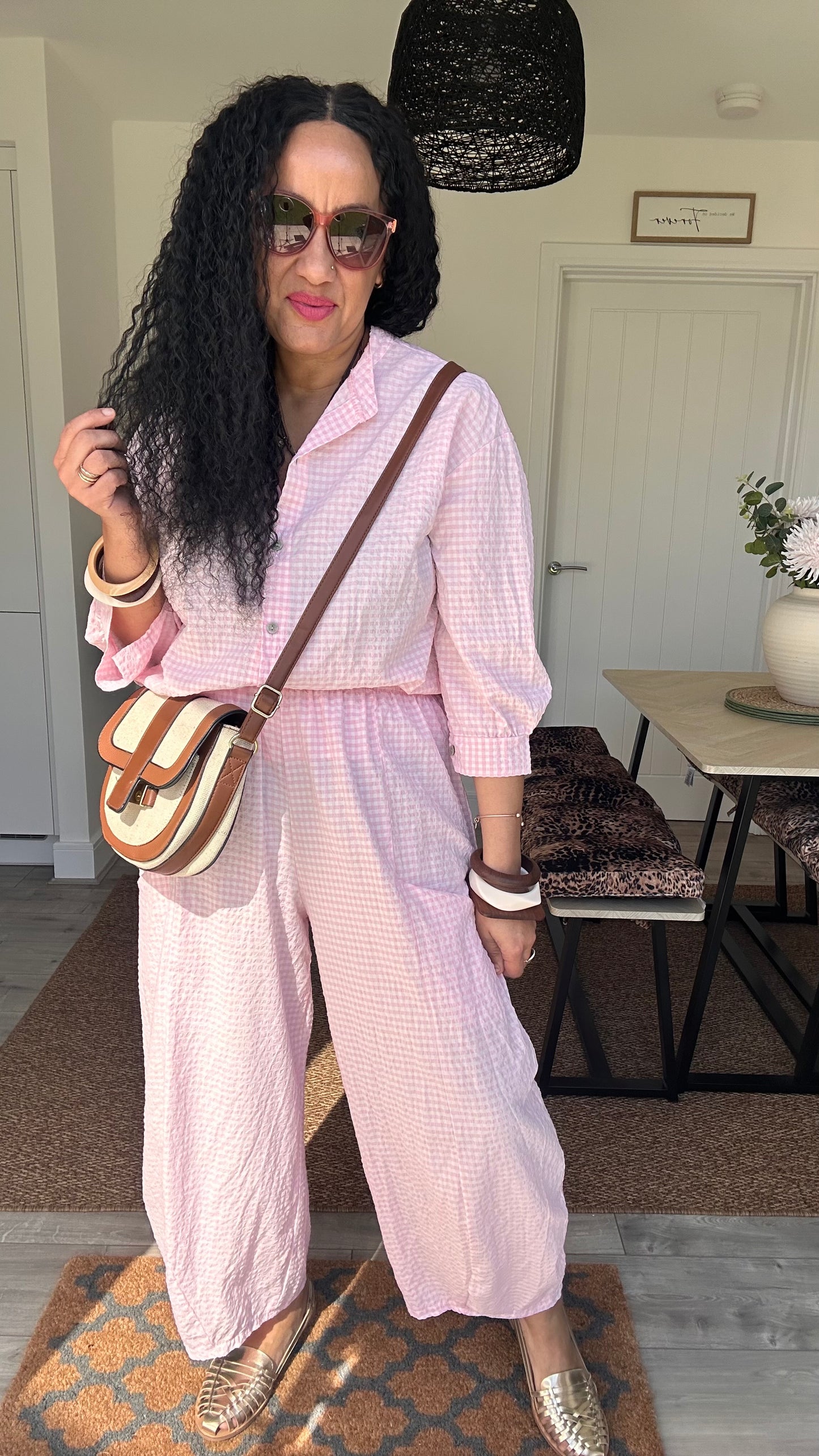 AVA GINGHAM BLOUSE BABY PINK *New