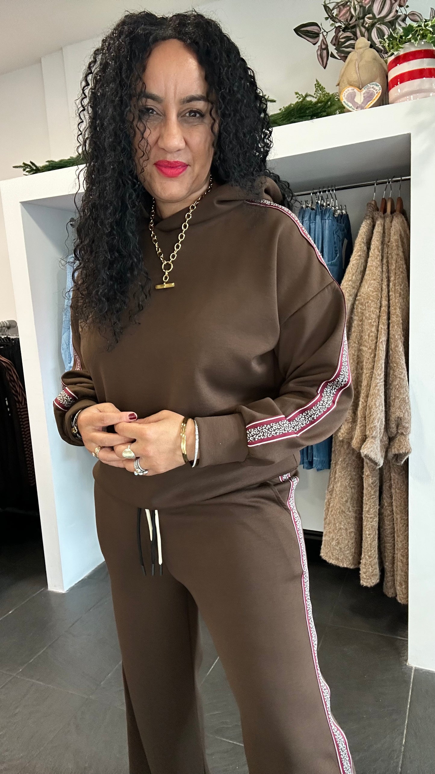 SALE HOLLY HOODED TRACKSUIT SET DEEP BROWN