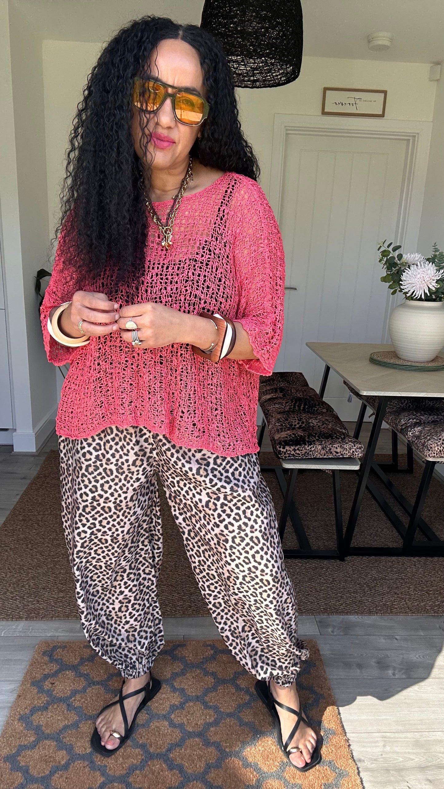 GLYN CROCHET TOP CORAL *New